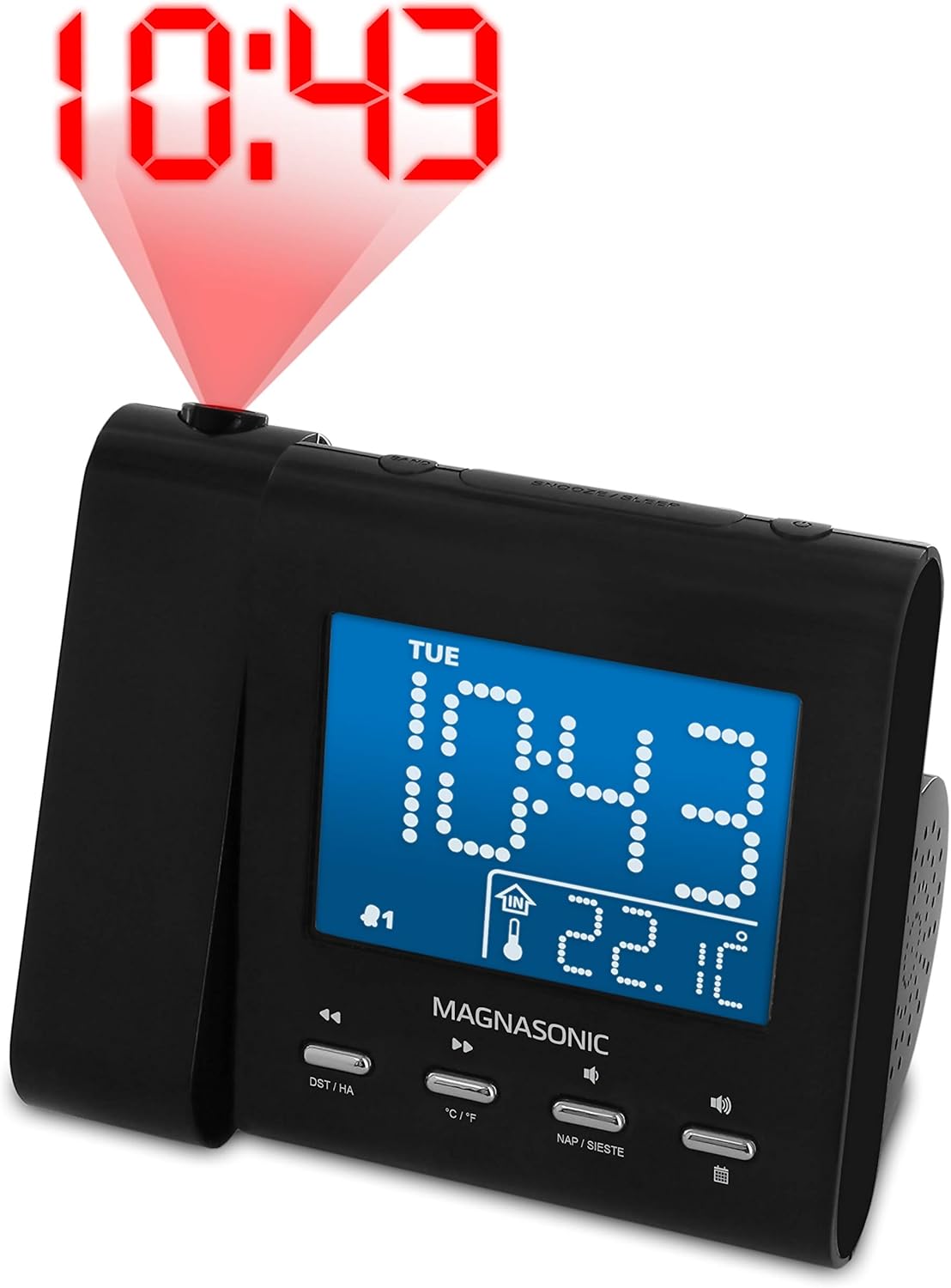 Magnasonic Projection Alarm Clock with AMFM Radio and Battery Backup