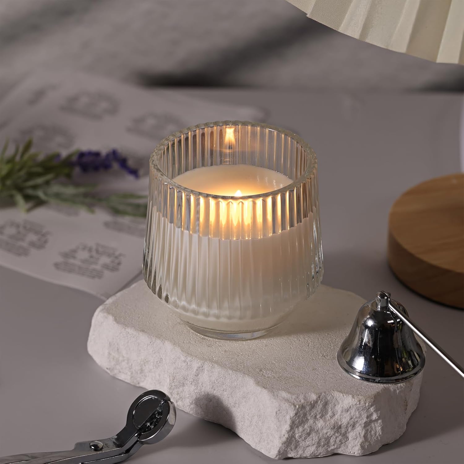 LAMORGIFT 12 Pack Clear Glass Candle Jars for Making Candles