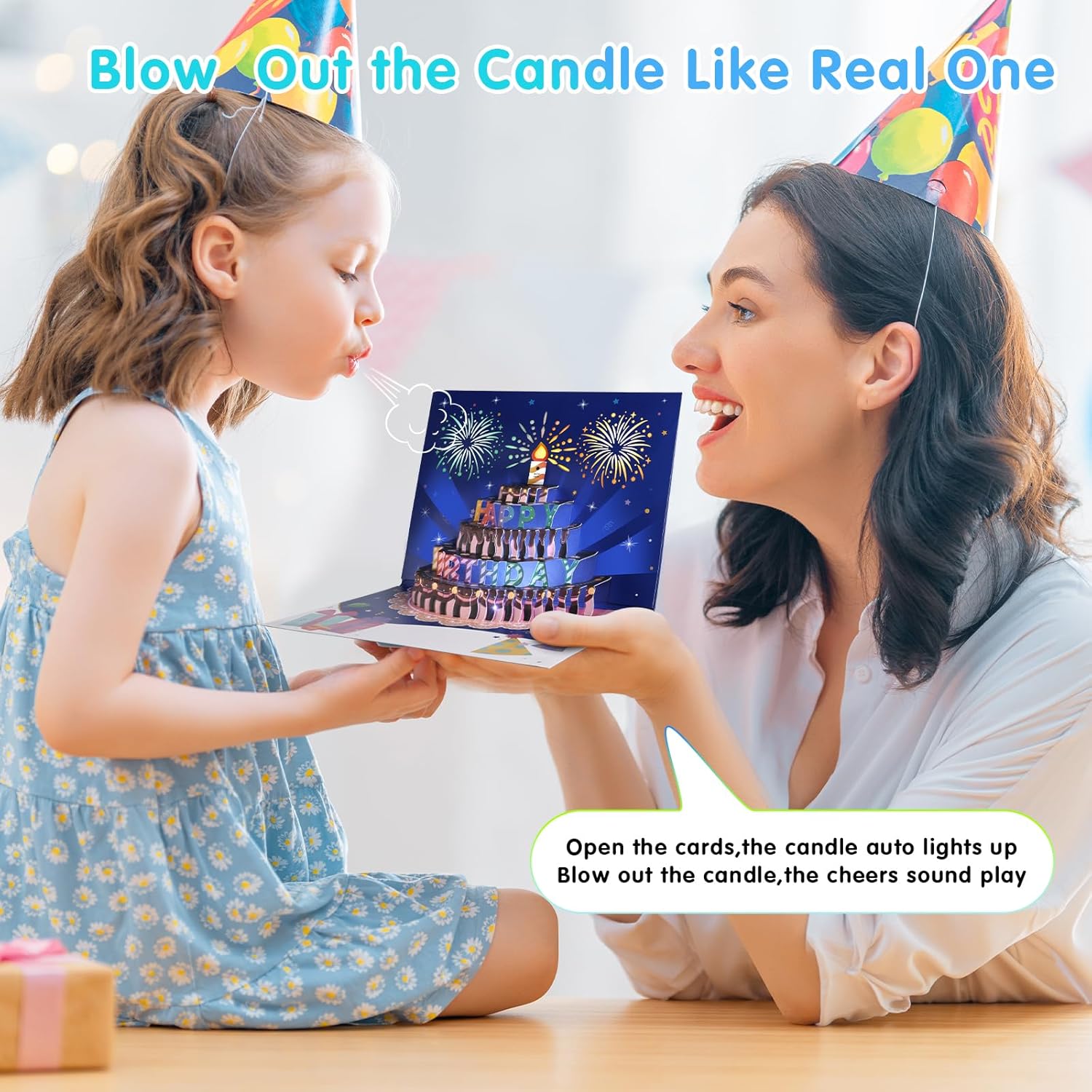 BEAN LIEVE 3D Musical Birthday Card with LED Lights and Blowable Candle
