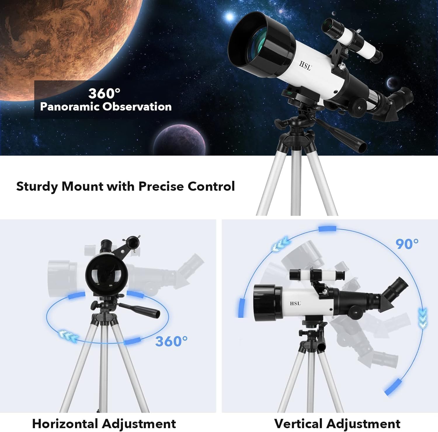 HSL70400 Kids Astronomy Telescope with 70mm Aperture