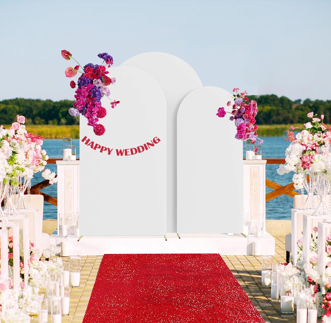 HAINARverS 3 Piece Wedding Arch Cover Set