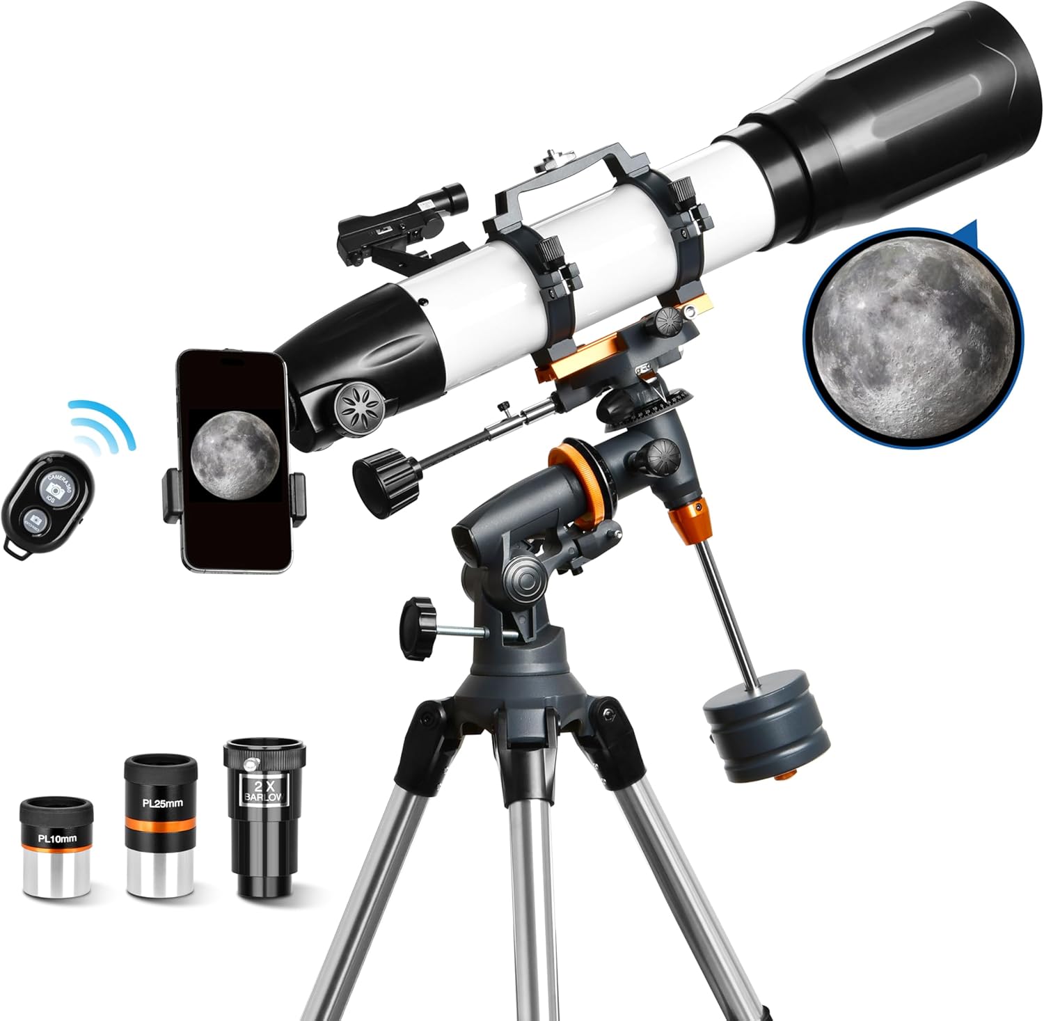 AOMEKIE 650mm Refractor Telescope with EQ Mount and Accessories
