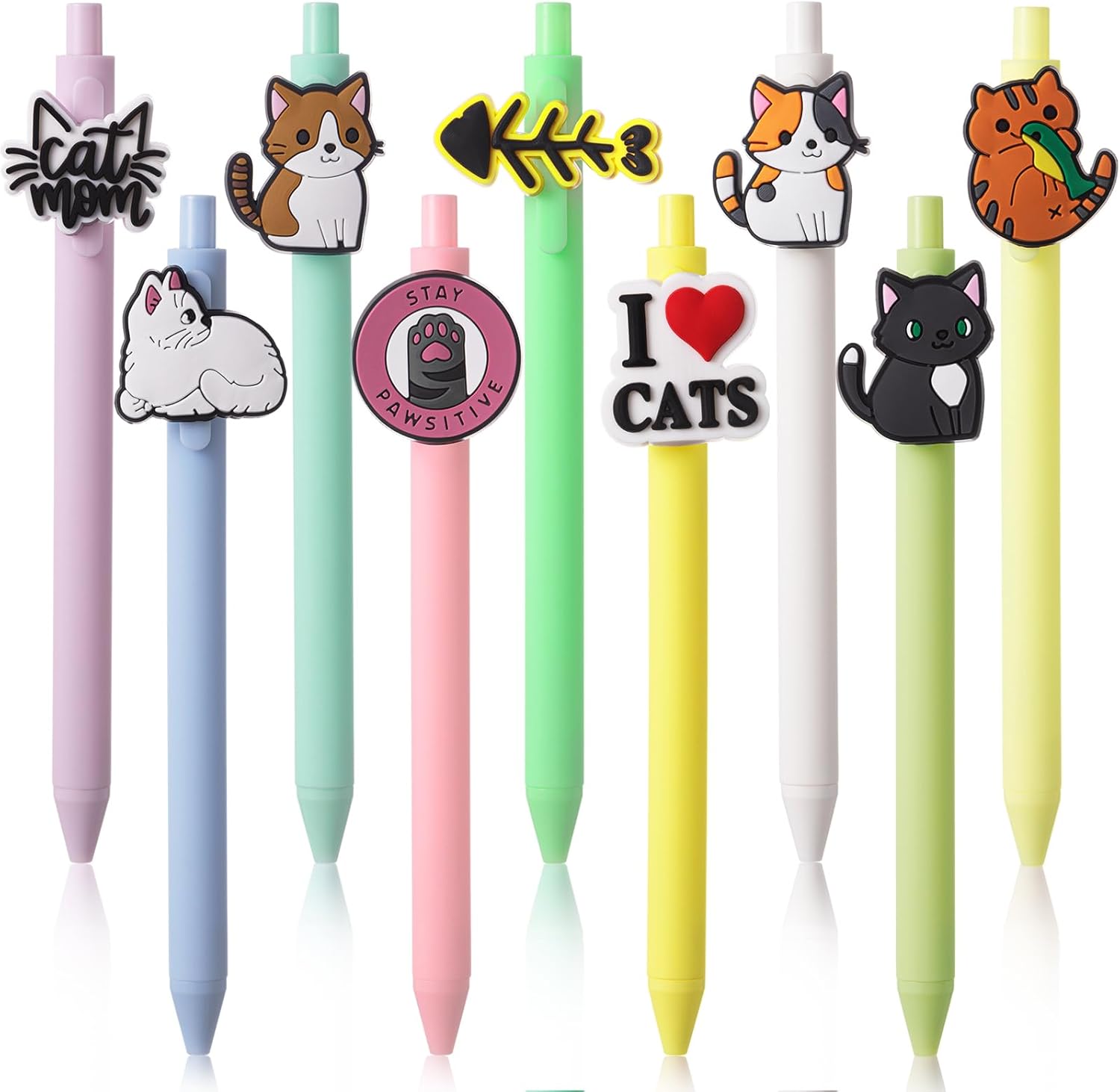9 Pcs Cat Ballpoint Pens Set Cute Fun Writing Pens