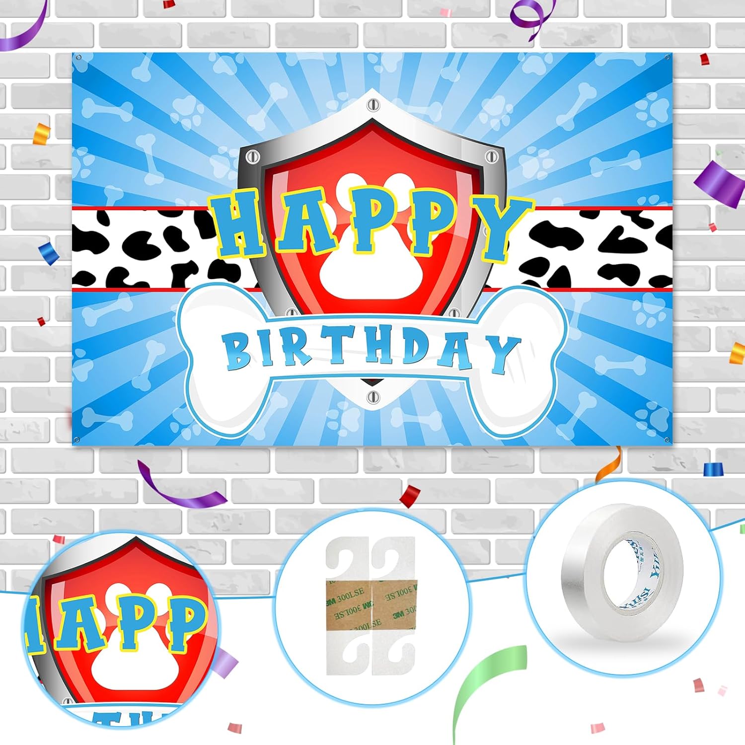 Maicaiffe Dog Paw Birthday Backdrop Banner - 6x4 ft