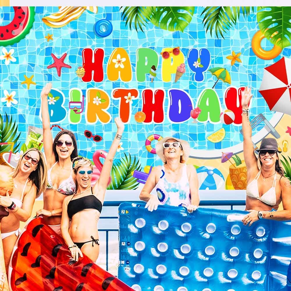 AIBIIN Pool Birthday Backdrop 708 x 433 Inch