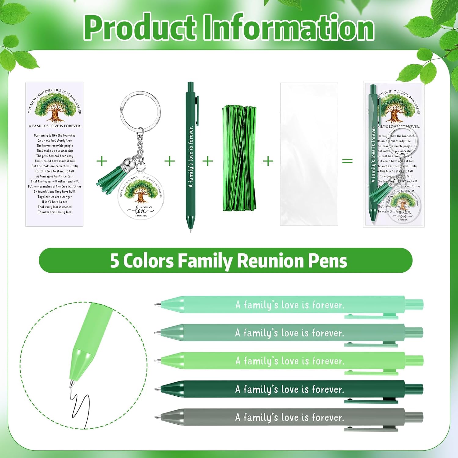 20 Piece Family Reunion Gift Set with Pens and Keychains