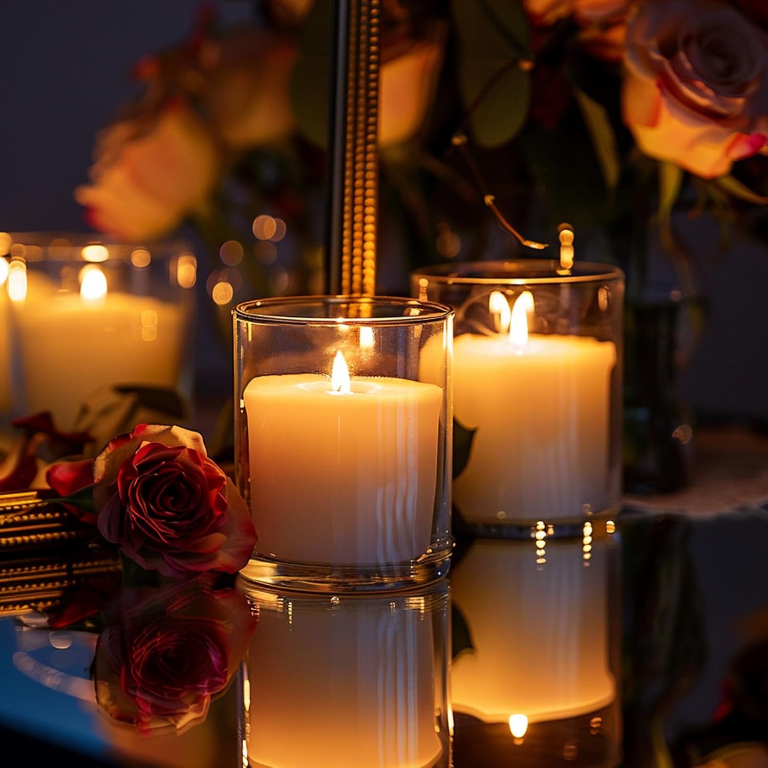 15 Pack Clear Candle Jars with Bamboo Lids and Labels