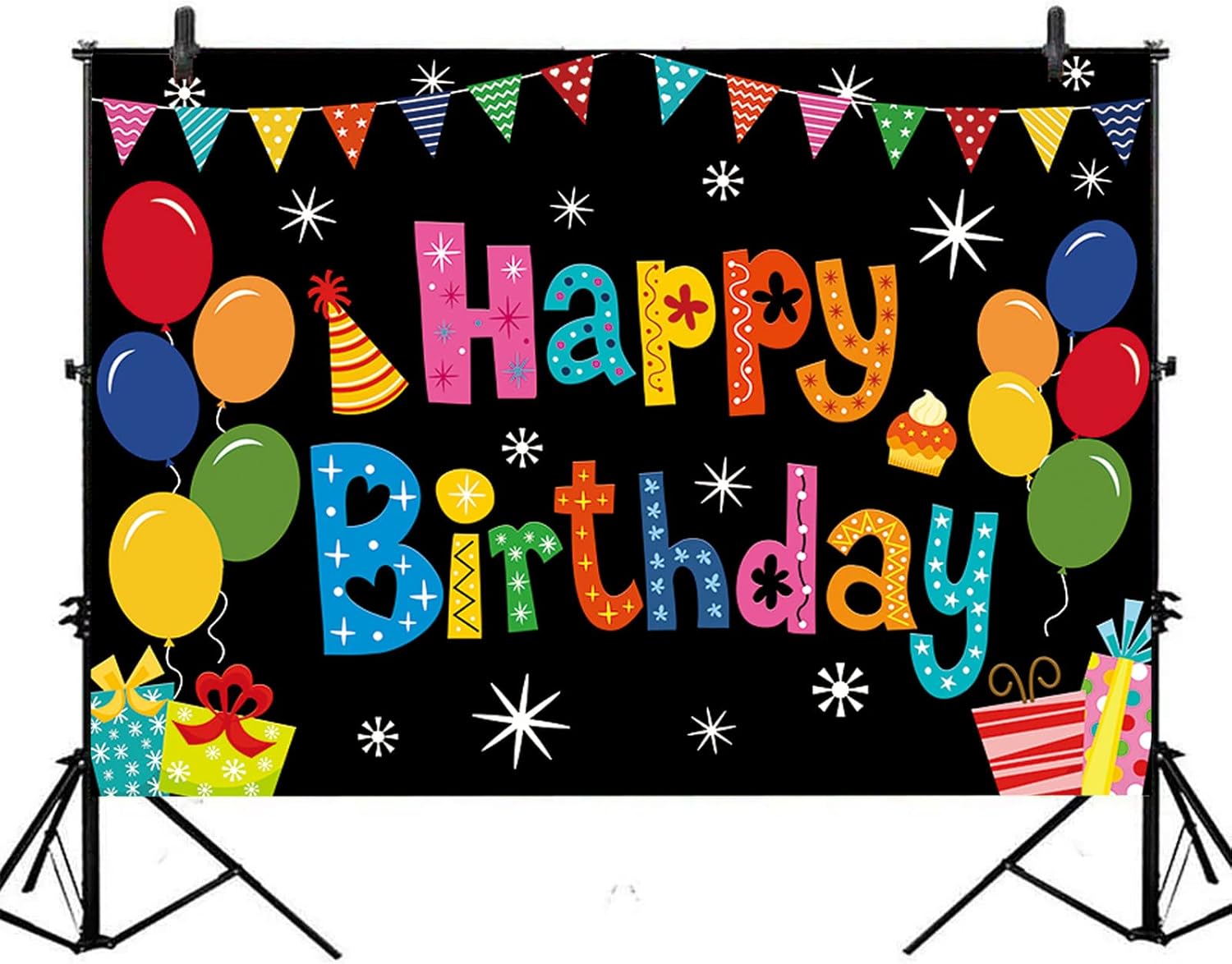 DIZHI Colorful Birthday Backdrop Banner 5x3ft