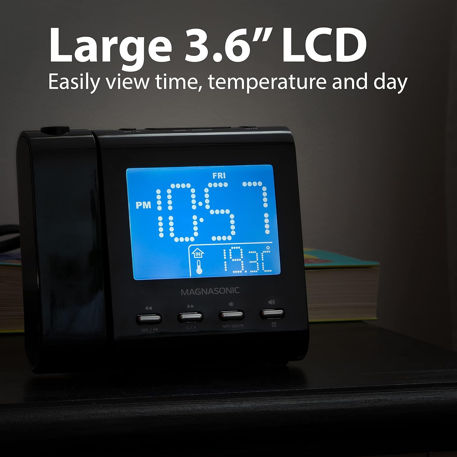 Magnasonic Projection Alarm Clock with AMFM Radio and Battery Backup