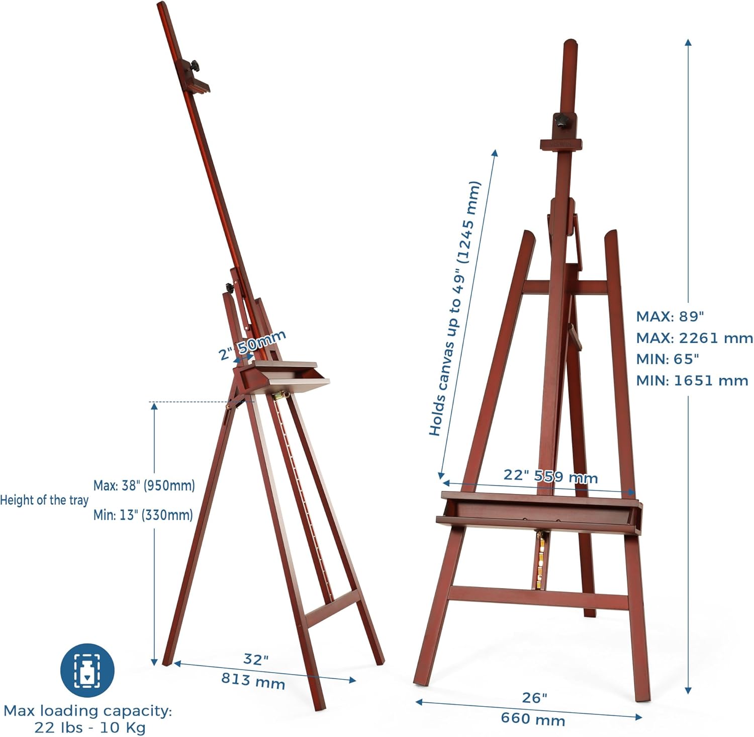 VISWIN Adjustable Inclinable A-Frame Easel Stand for Painting and Display