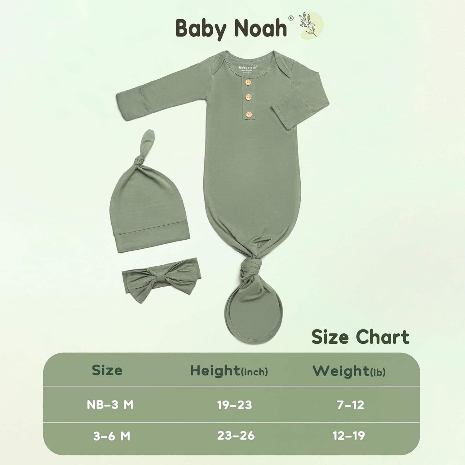 Noah Baby Knotted Gown for Newborn Photography