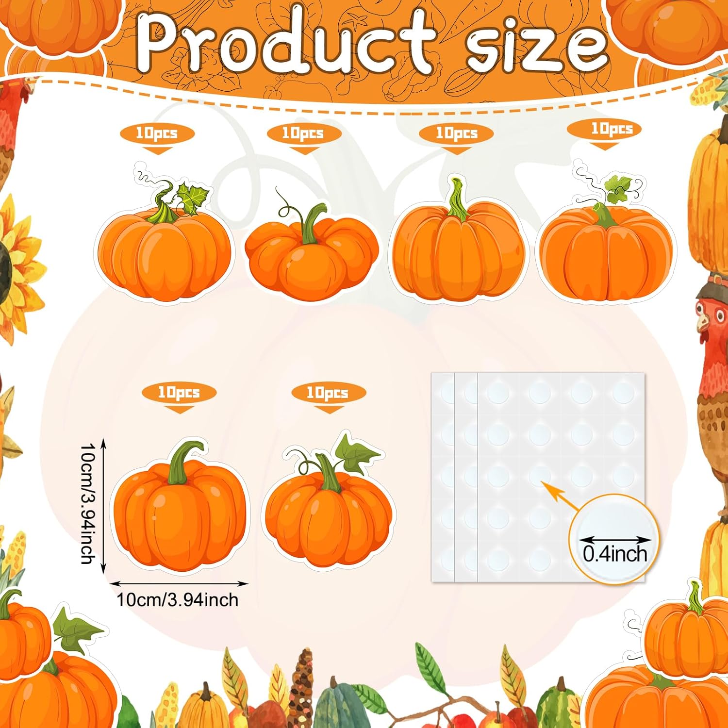 60 Piece Pumpkin Cutouts for Fall Bulletin Board Decor