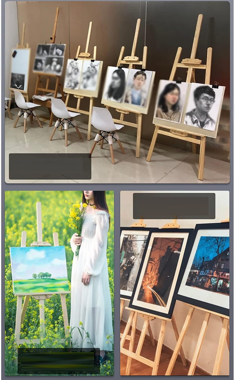 MIQXUAN 150cm Tall Adjustable Wooden Easel