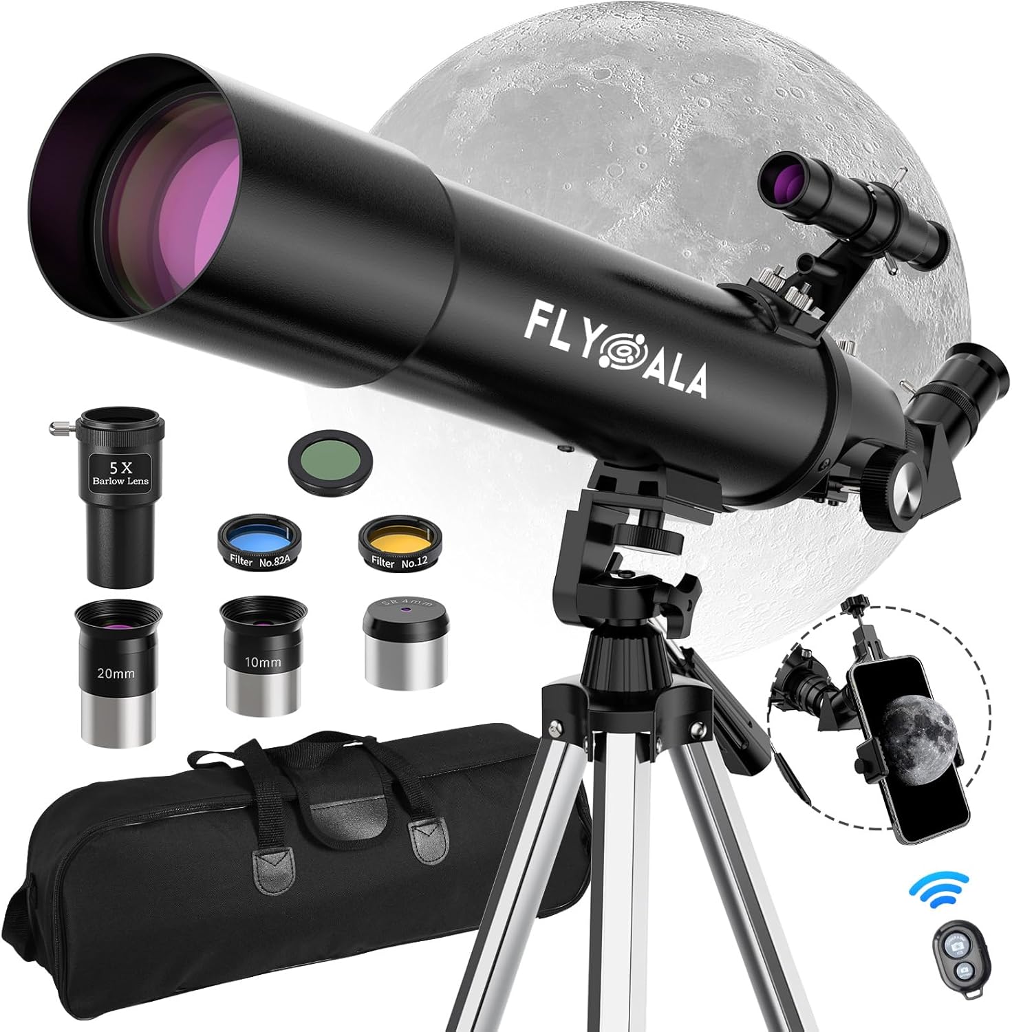 FlyGala Telescope for Kids and Adults 80mm Aperture 600mm Focal Length
