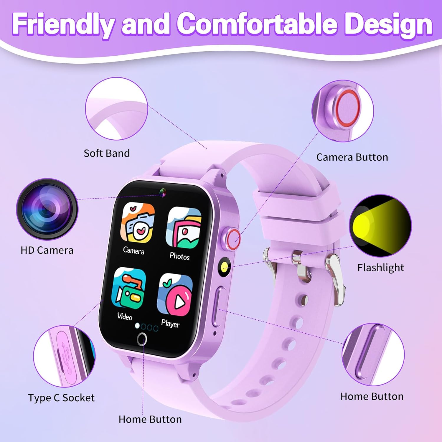 Vakzovy Kids Smart Watch with HD Camera and 26 Games