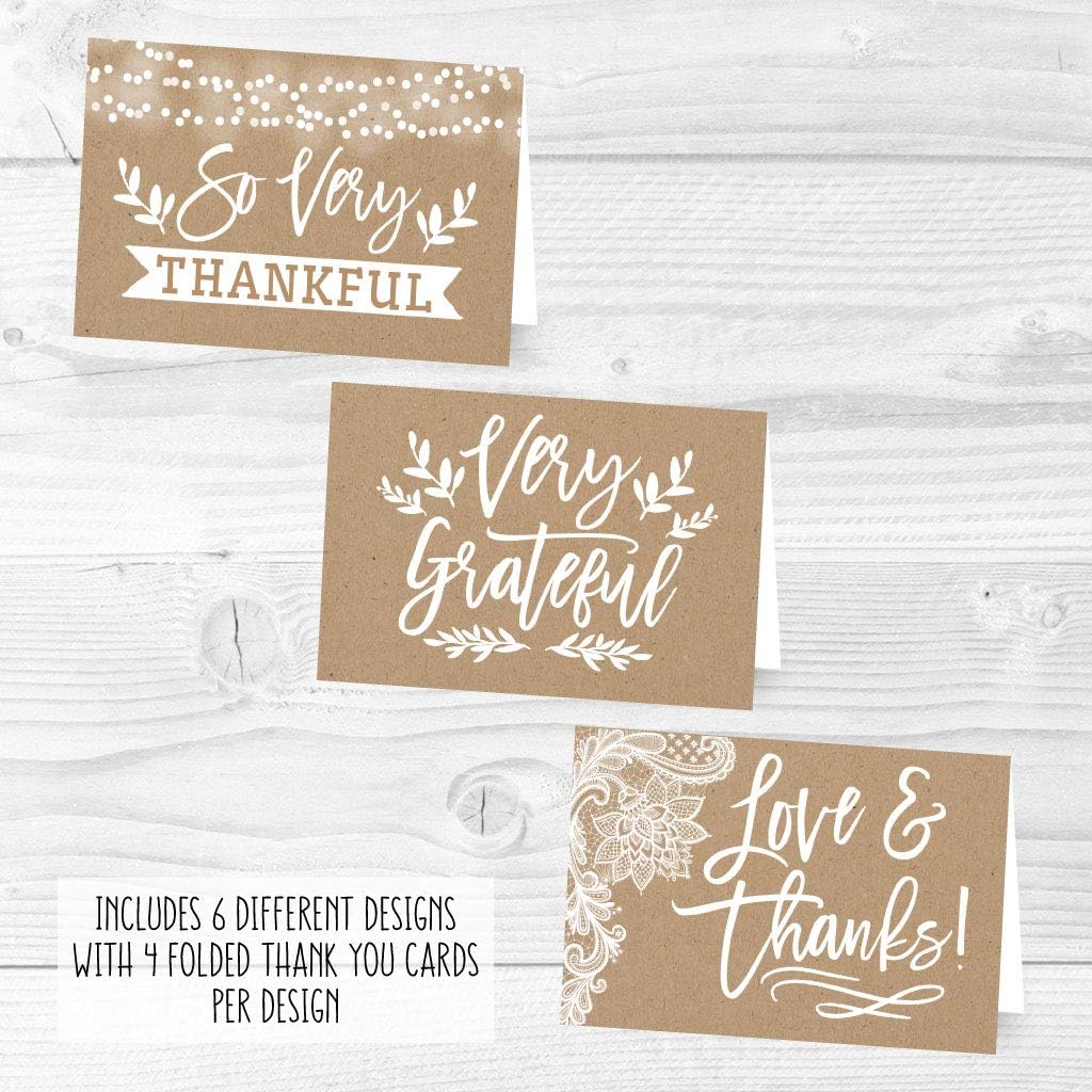 Hadley Designs 24 Rustic Kraft Greeting Cards