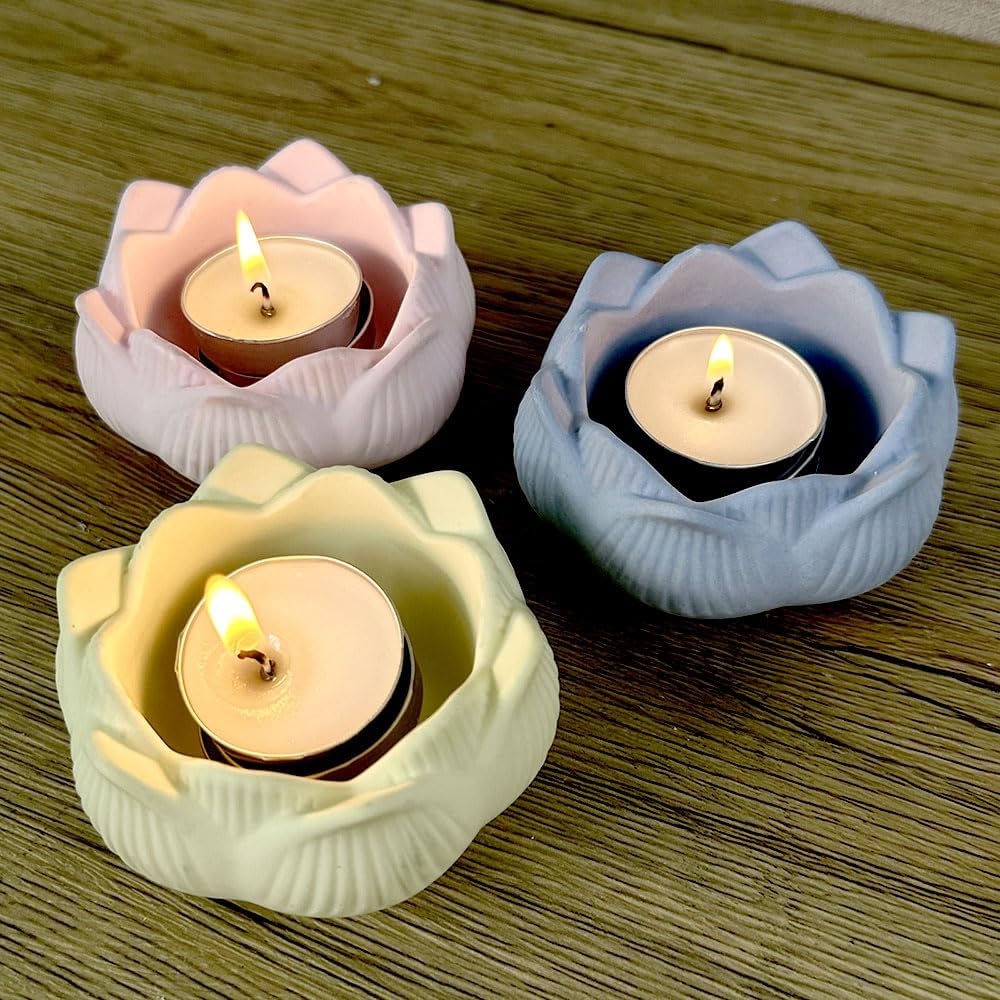 3D Lotus Candle Holder Silicone Mold for Crafting