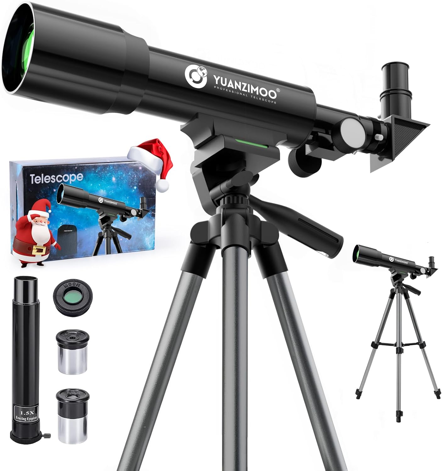 YUANZIMOO 50mm Aperture 360mm Telescope with Tripod for Kids Adults Beginners Black