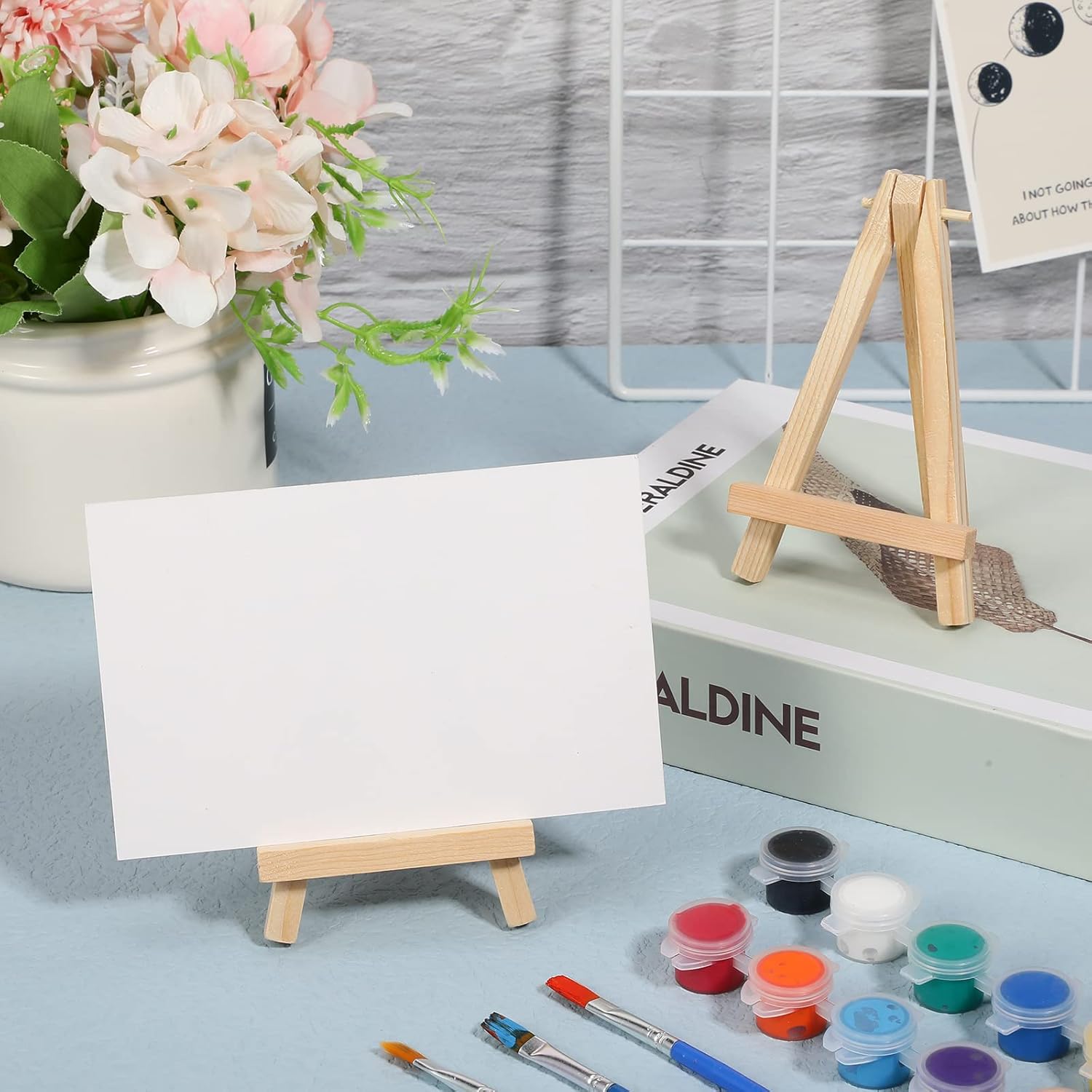 Yalikop 40 Pack 5 Inch Mini Wood Easel Stand