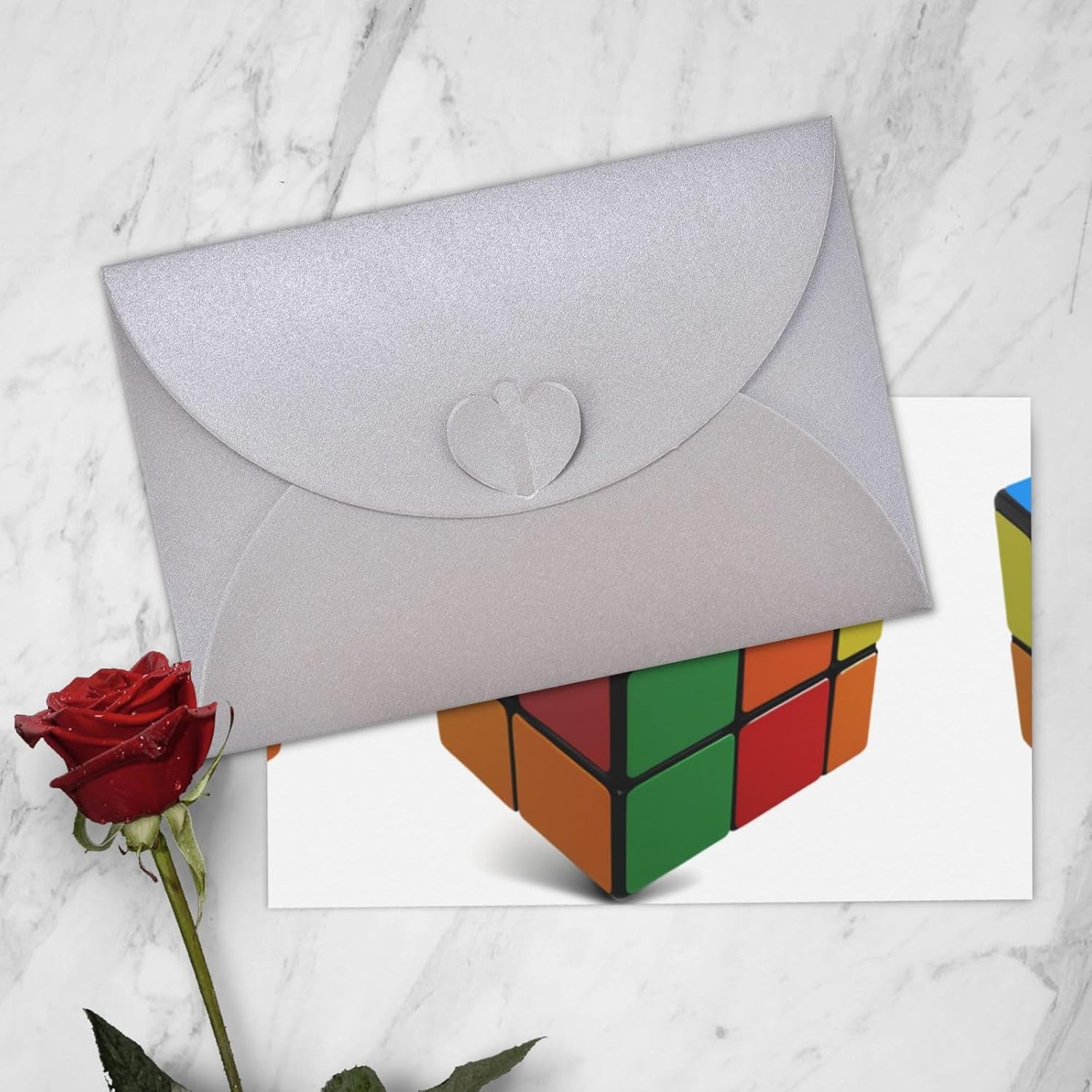 Gray Puzzle Rubiks Cube Pattern Greeting Card