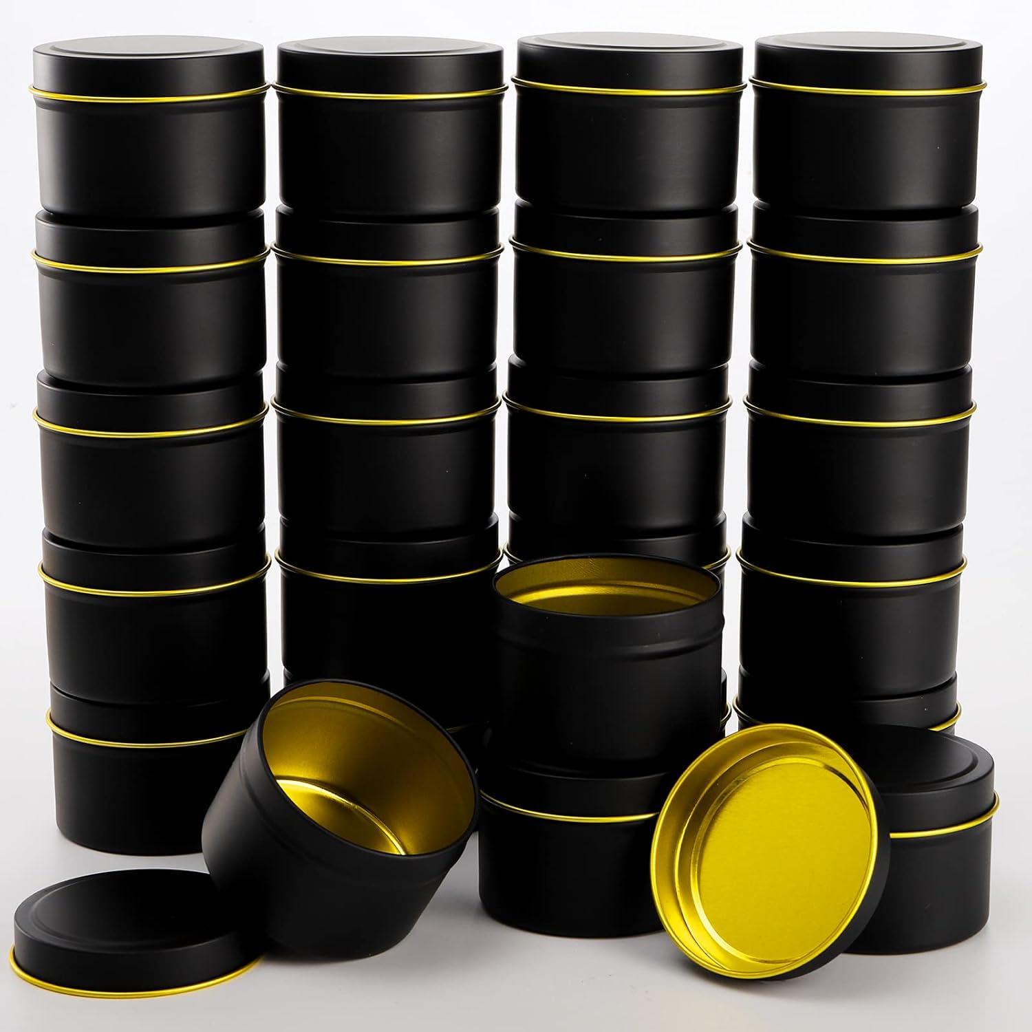 ZEAYEA 30 Pack 4oz Candle Tins with Lids Black
