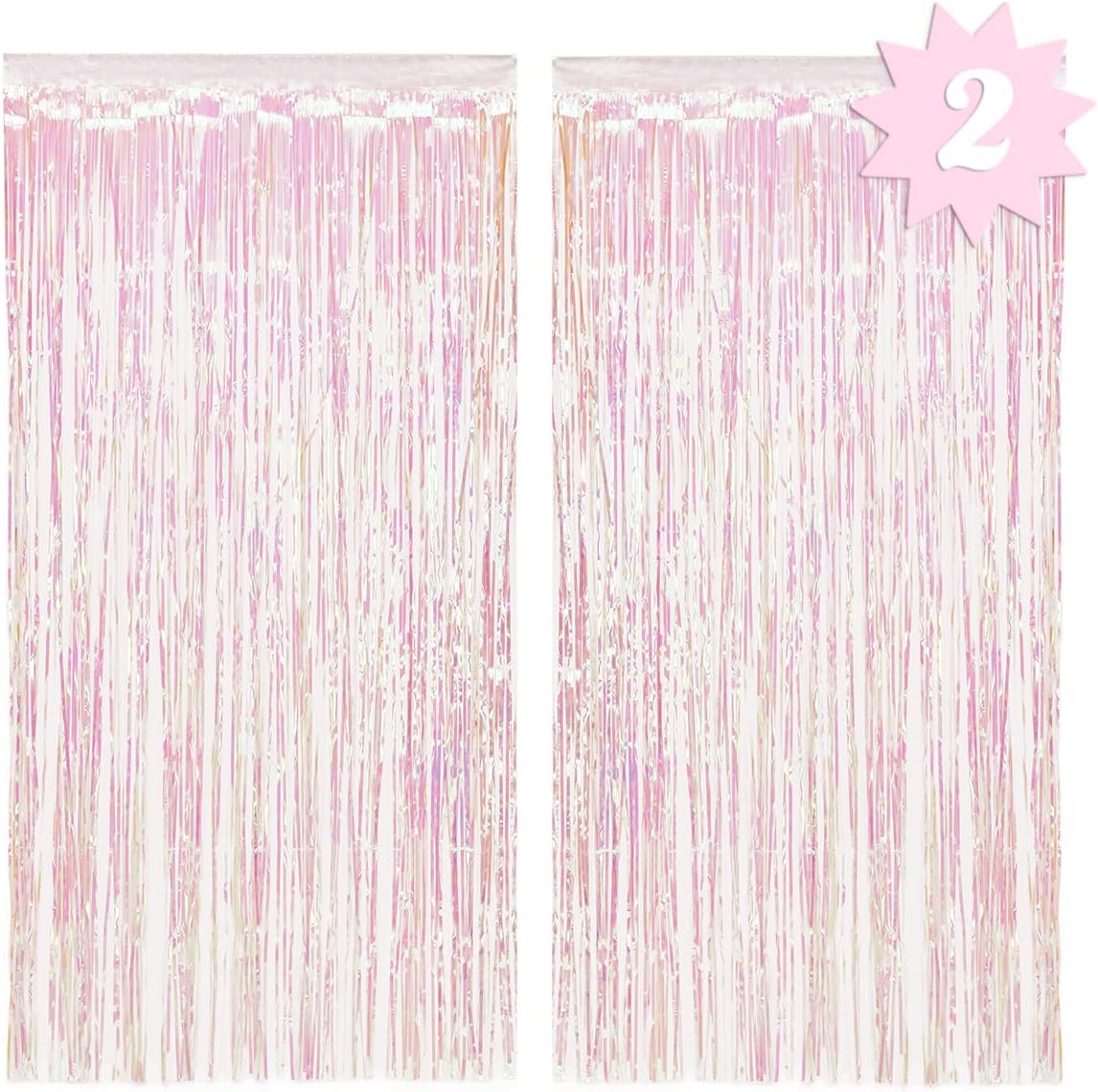 Xo Fetti Iridescent Fringe Foil Curtain Set of 2