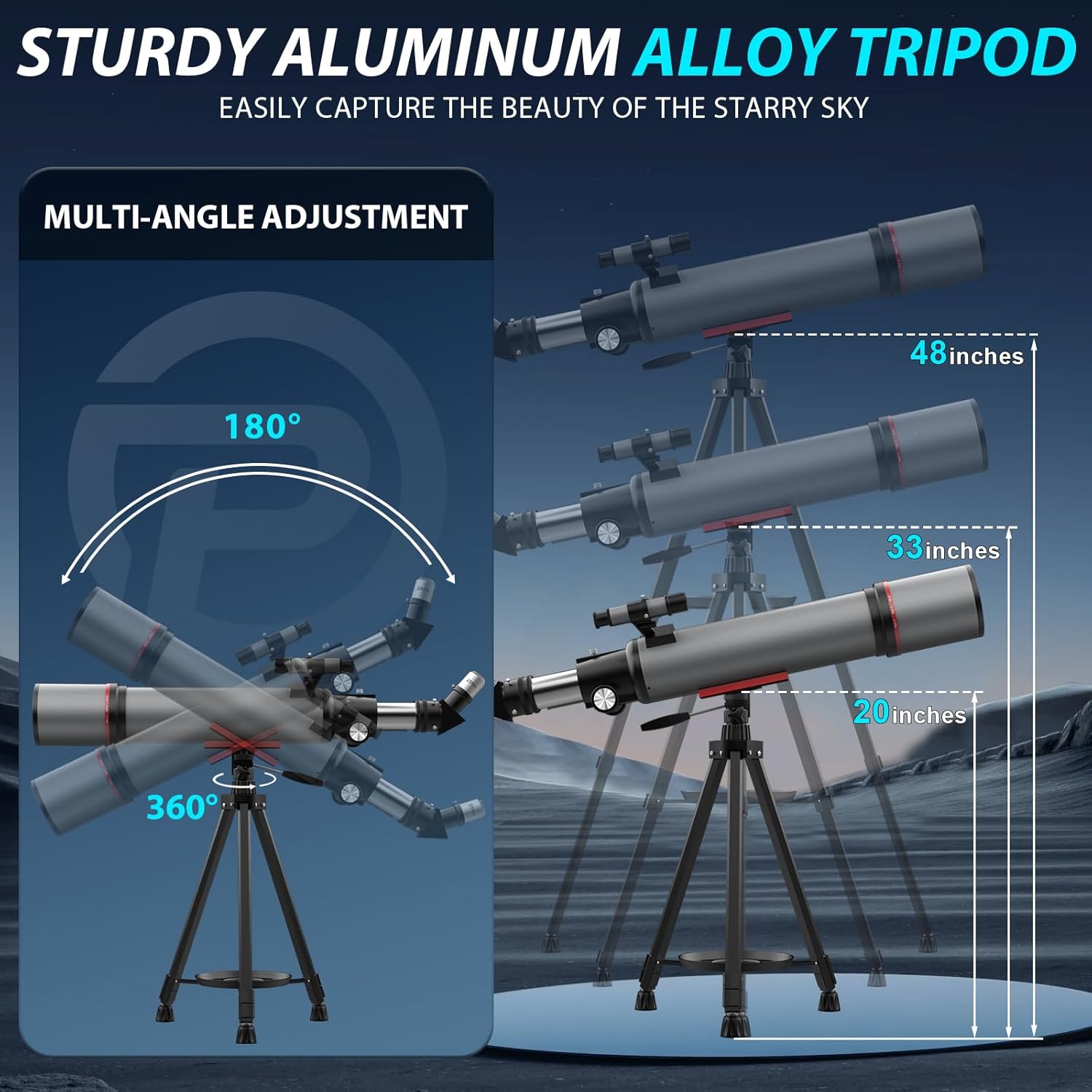 90mm Aperture Refractor Telescope for Moon Stars Observation