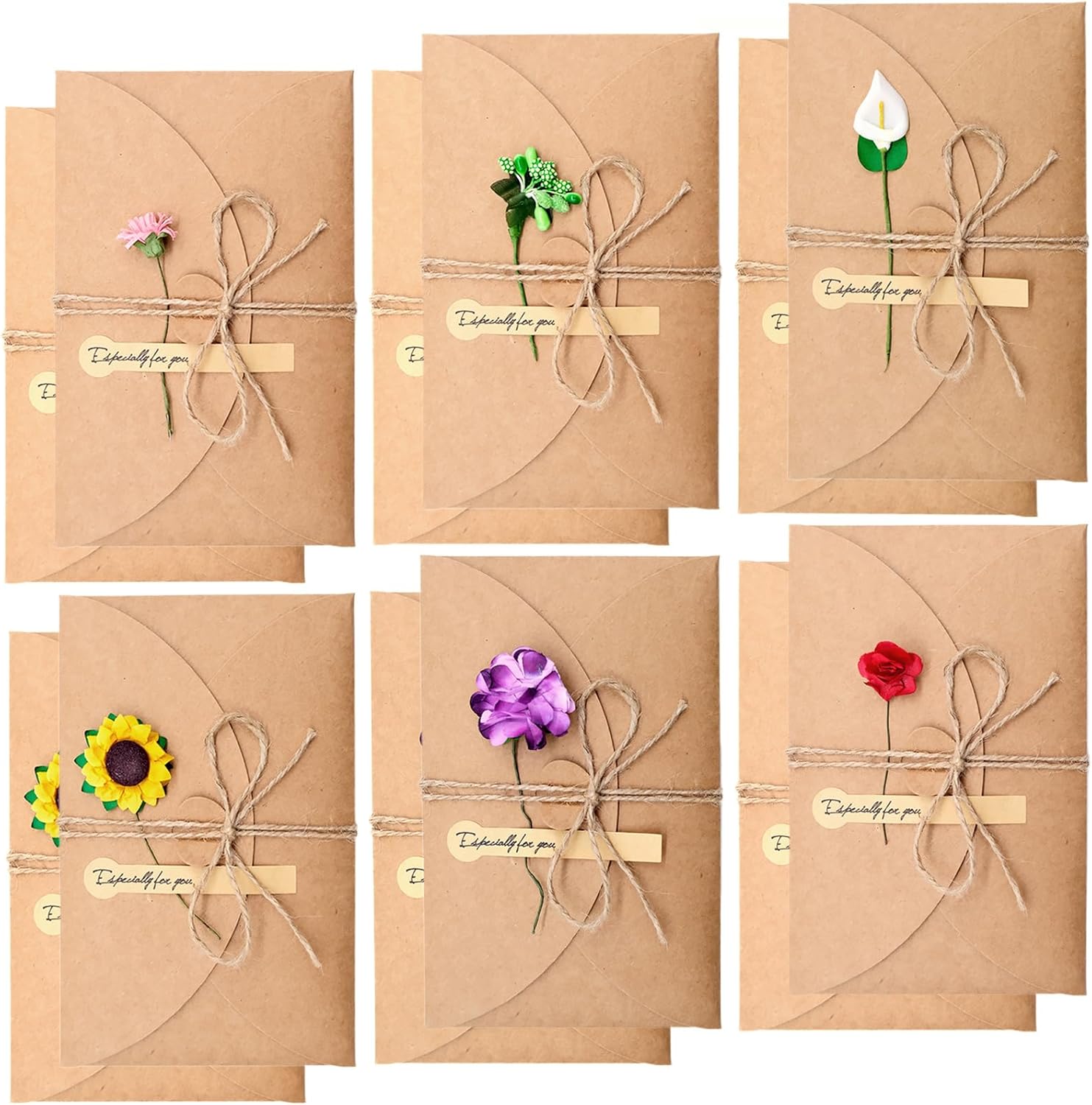 12 Pack Dried Flowers Greeting Cards with Envelopes