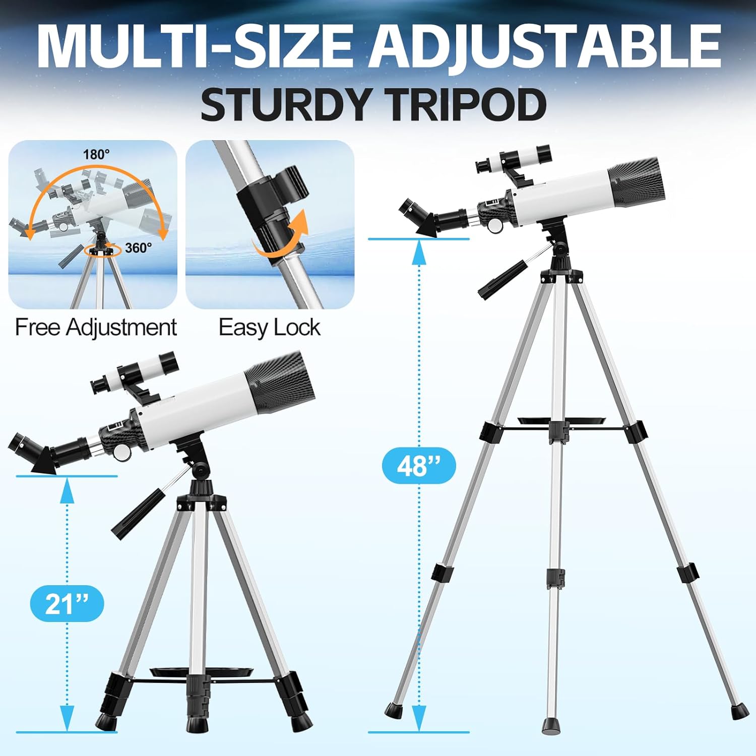 70mm Aperture Telescope for Adults Kids with Phone Adapter and Tripod