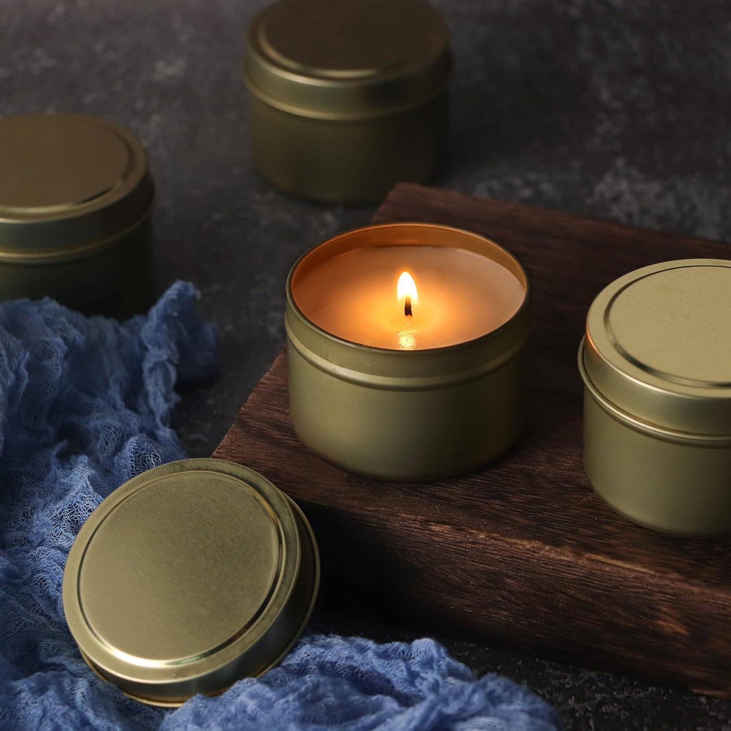 SONVIIBOX 24 Pcs Gold Candle Tins 4oz DIY Kit