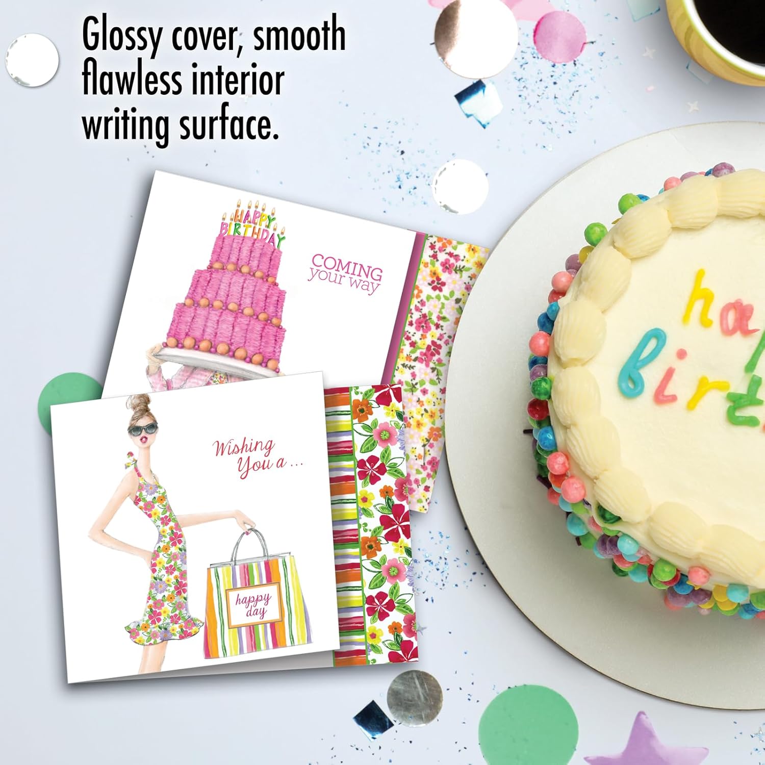 The Best Card Company - 10 Birthday Note Cards Boxed for Women