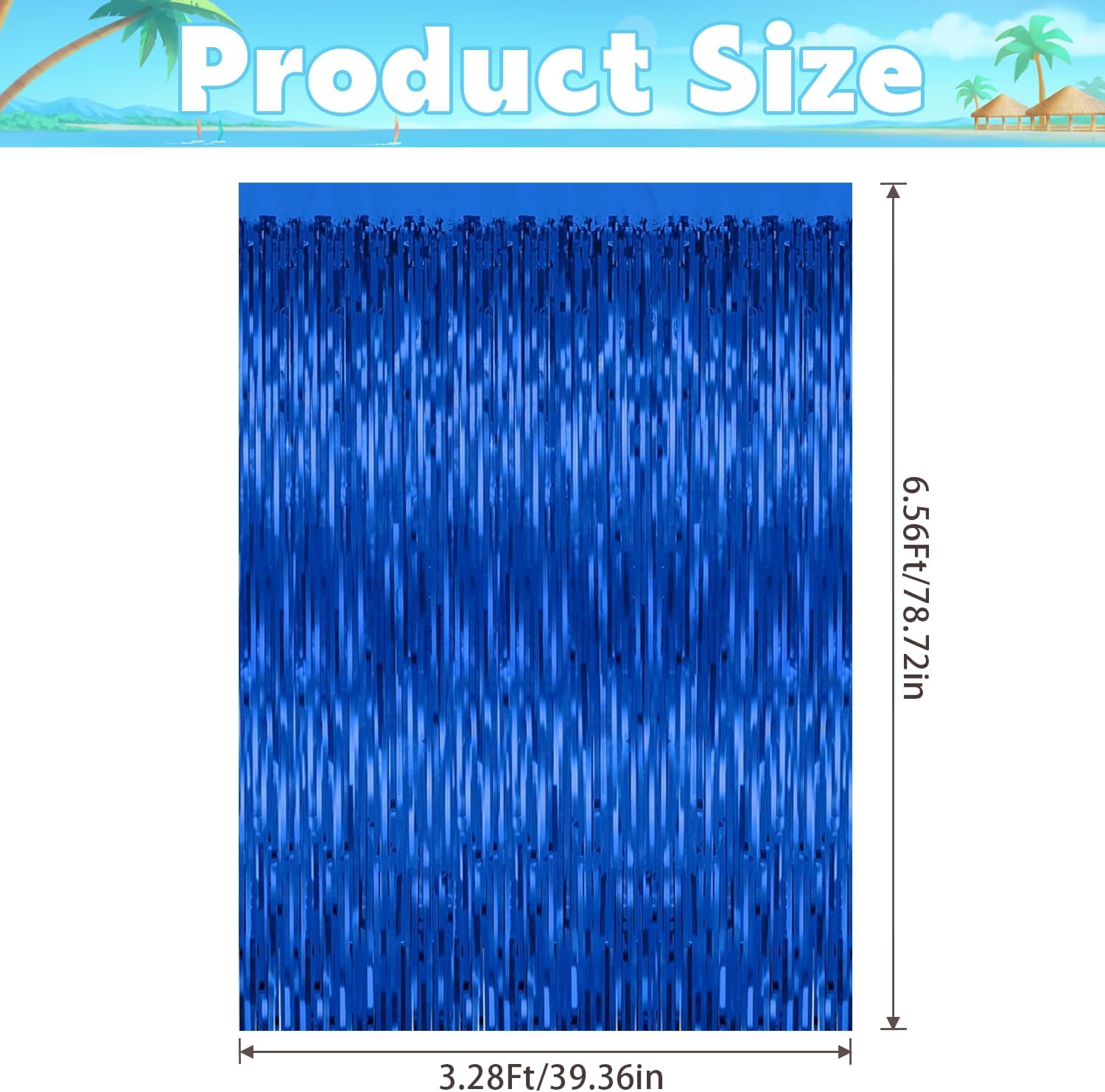 3 Pack Blue Foil Curtain Backdrop for Parties
