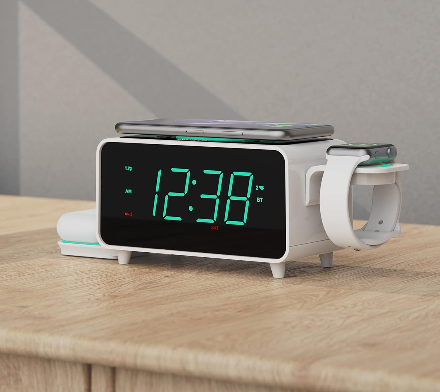 Emerson Smartset Dual Alarm Clock with Wireless Charging and Bluetooth Speaker