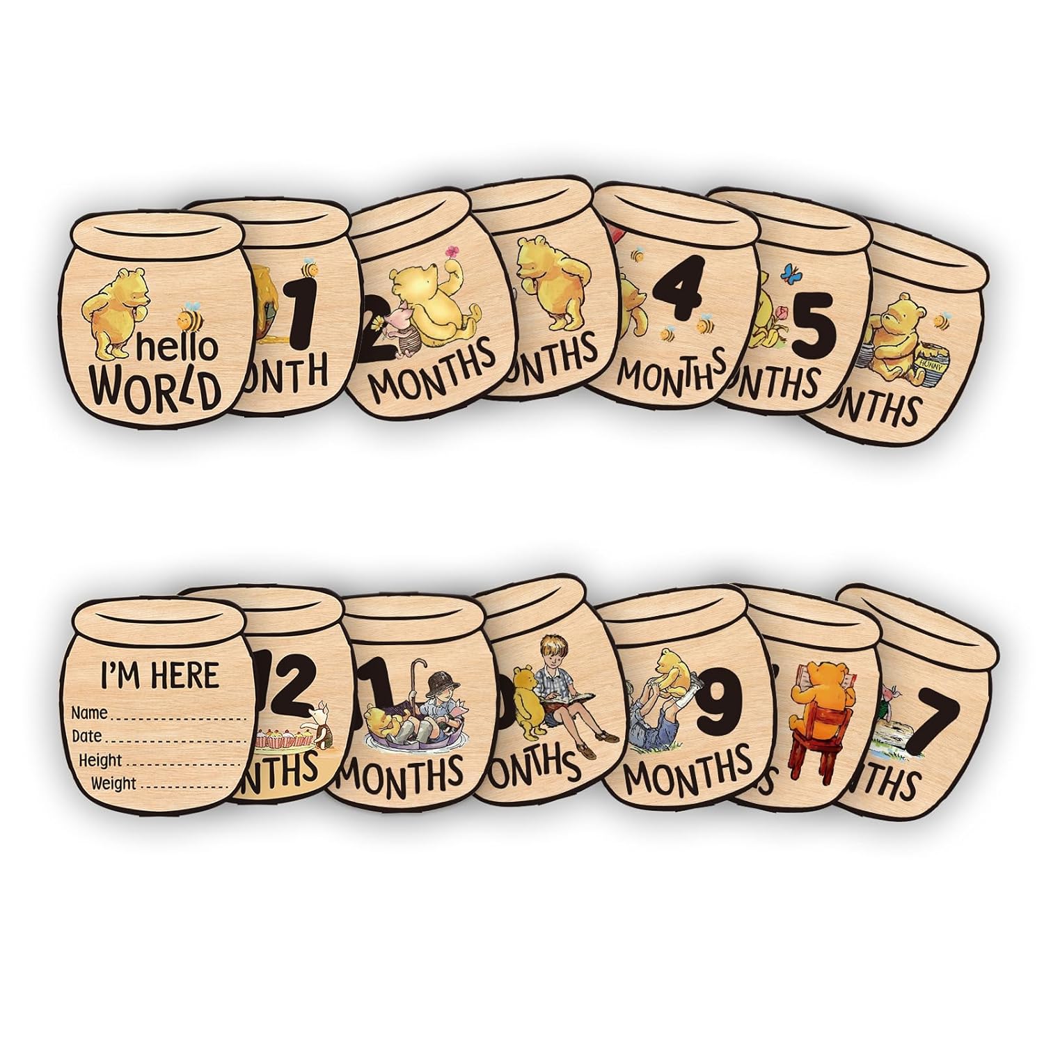 PAMBO Baby Bear Month Milestone Circles with Name Signs
