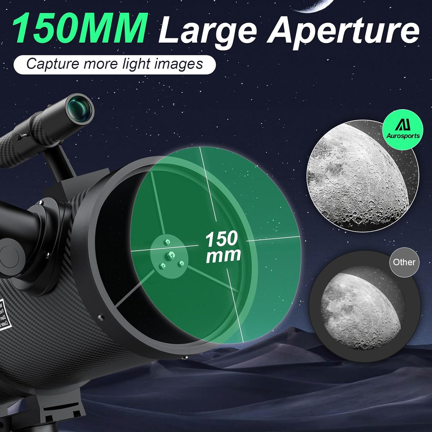Aurosports 150mm Aperture Reflector Telescope for Astronomy
