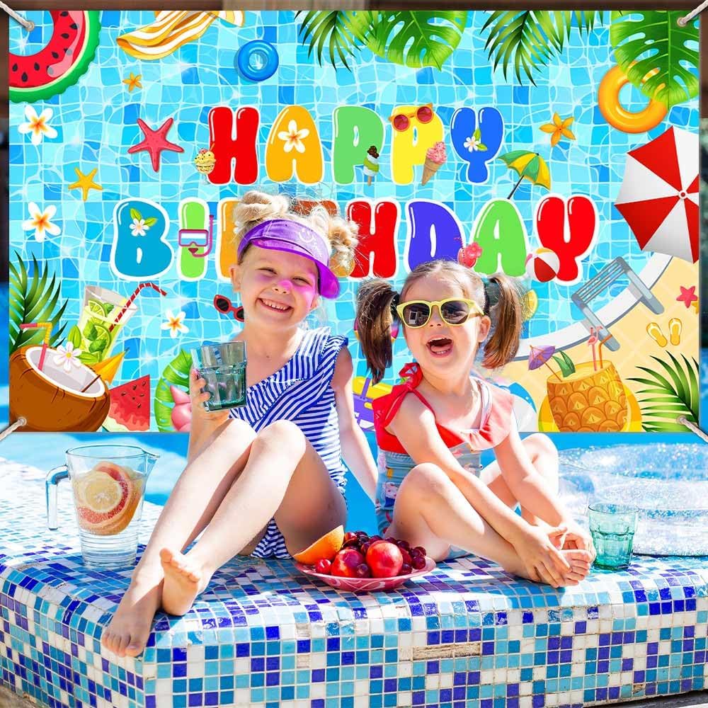 AIBIIN Pool Birthday Backdrop 708 x 433 Inch