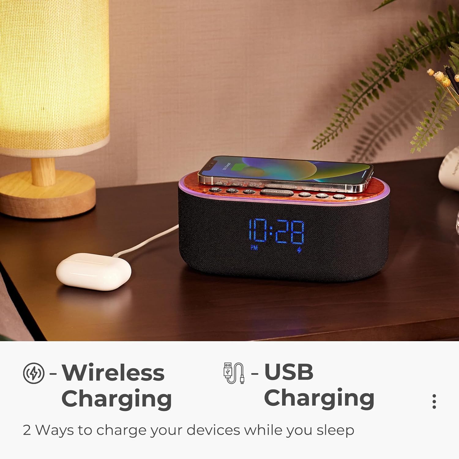 Uscce Alarm Clock with Bluetooth FM Radio and 10W Speaker