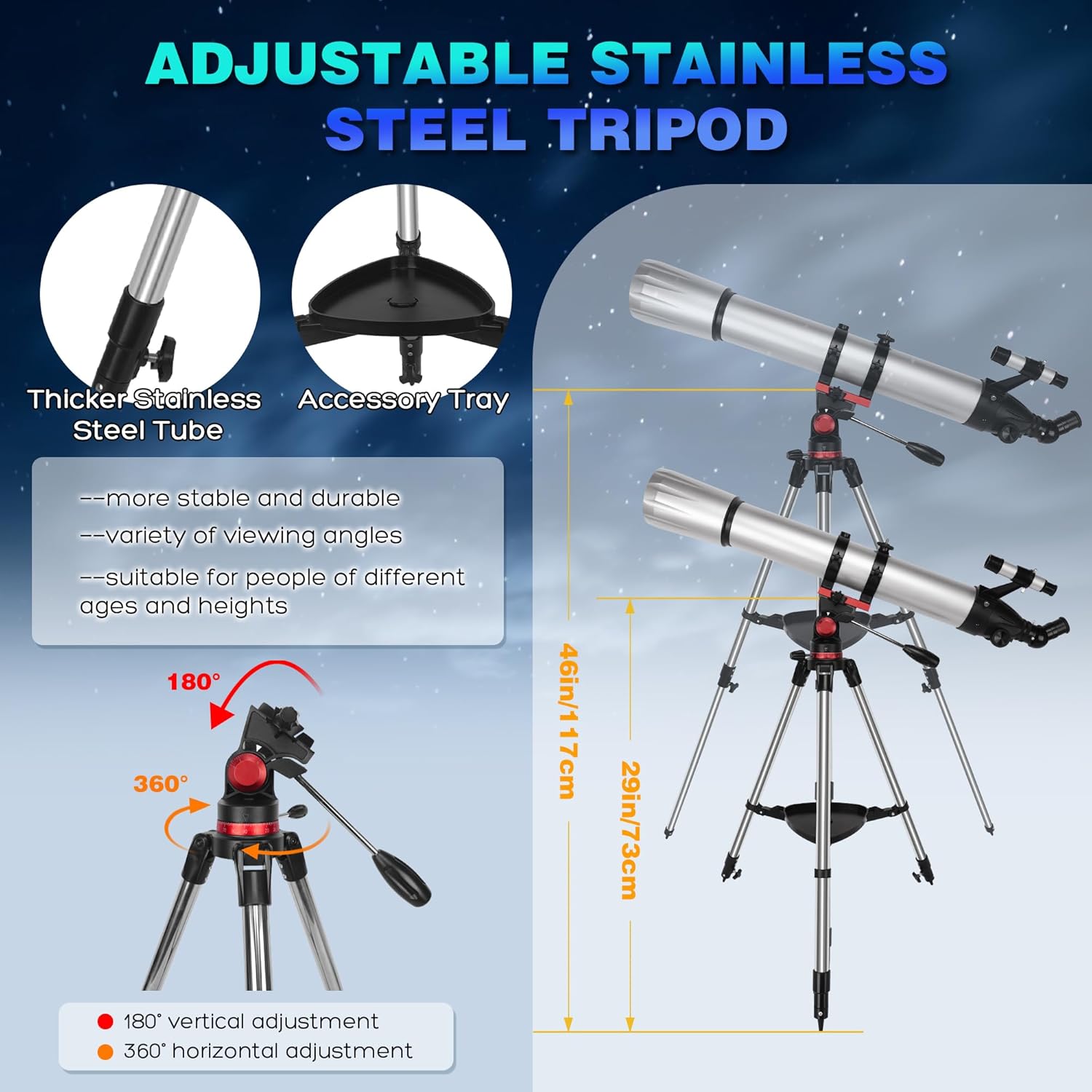 UncleHu High Powered 90mm Refractor Telescope for Adults