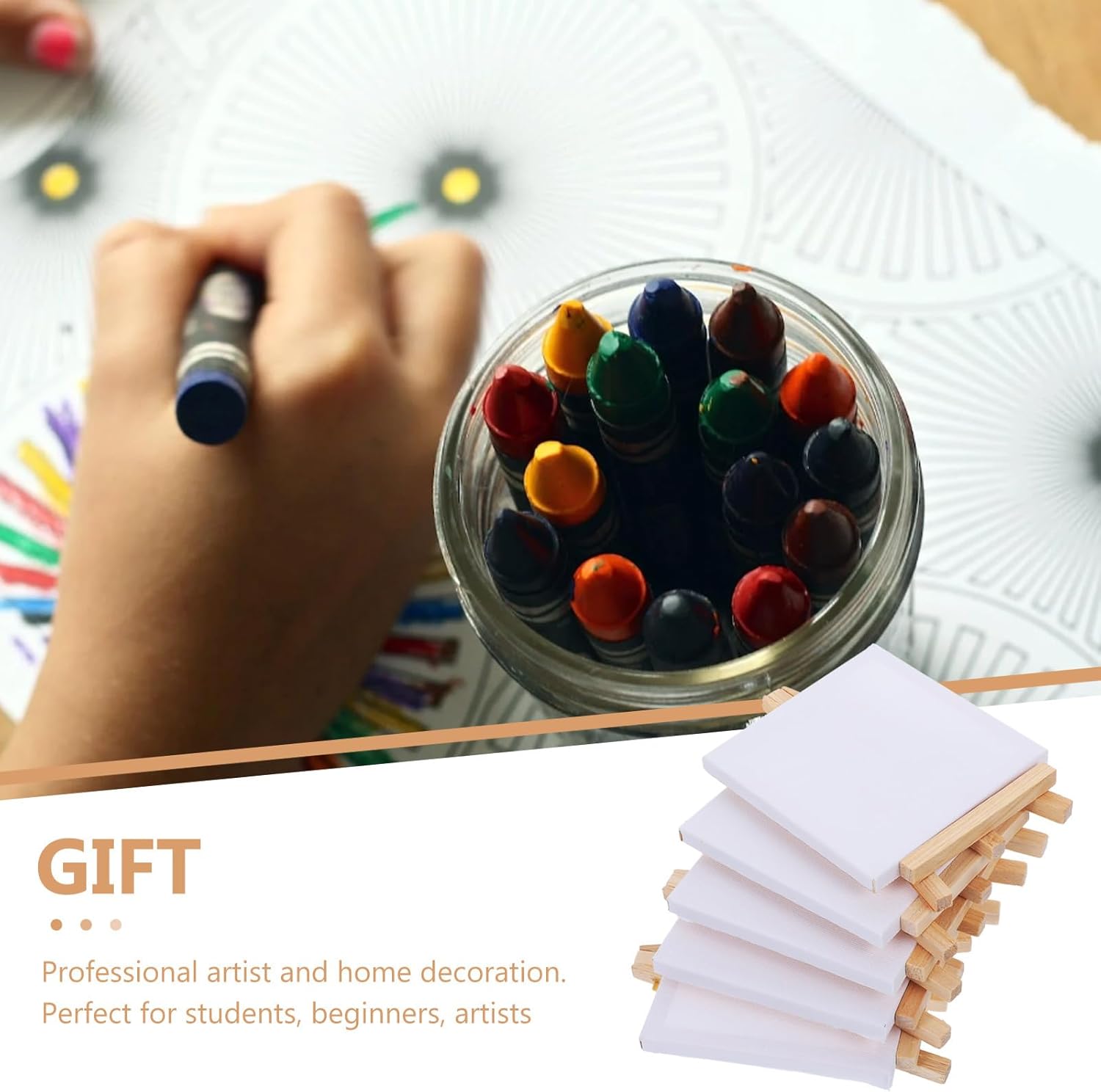 10 Pack Mini Canvas and Easel Set for Art Creation