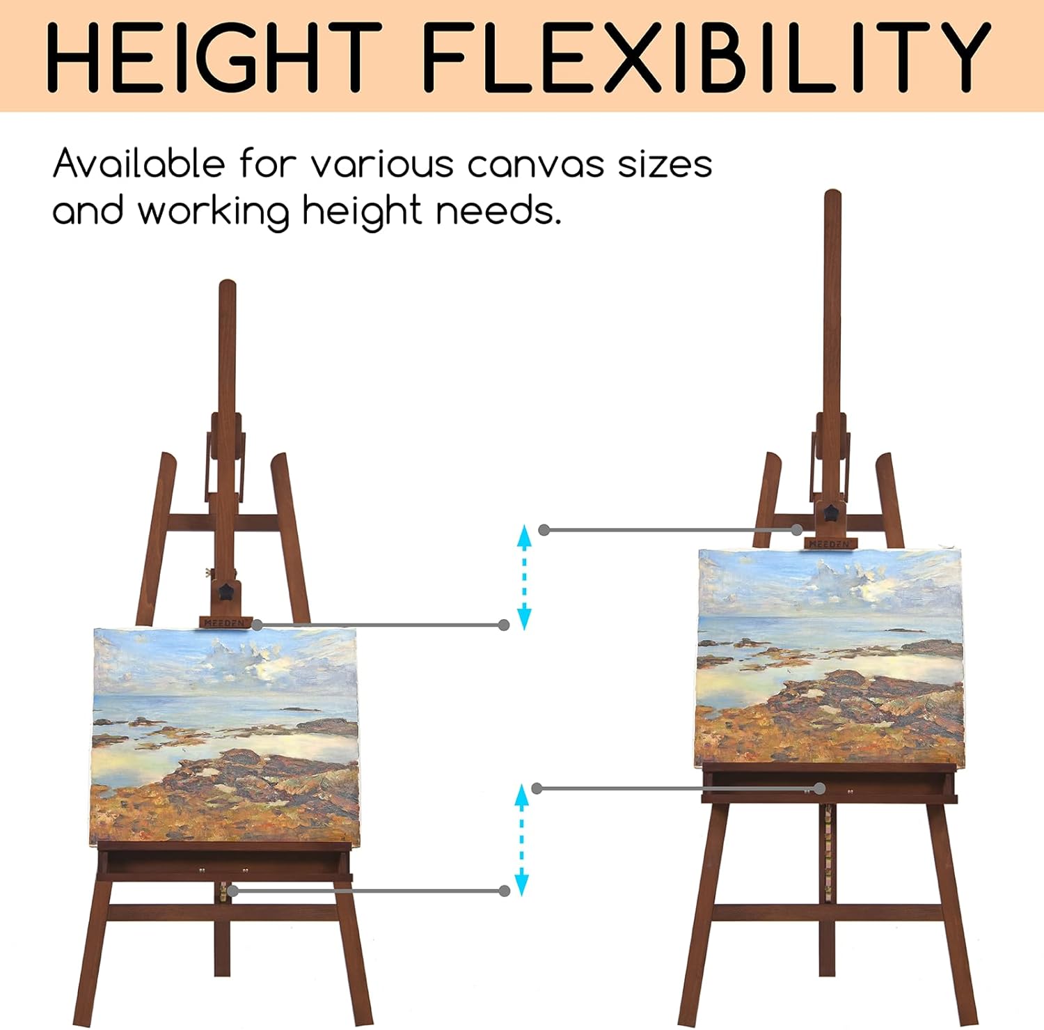 MEEDEN Large Adjustable Artist Easel with Brush Holder