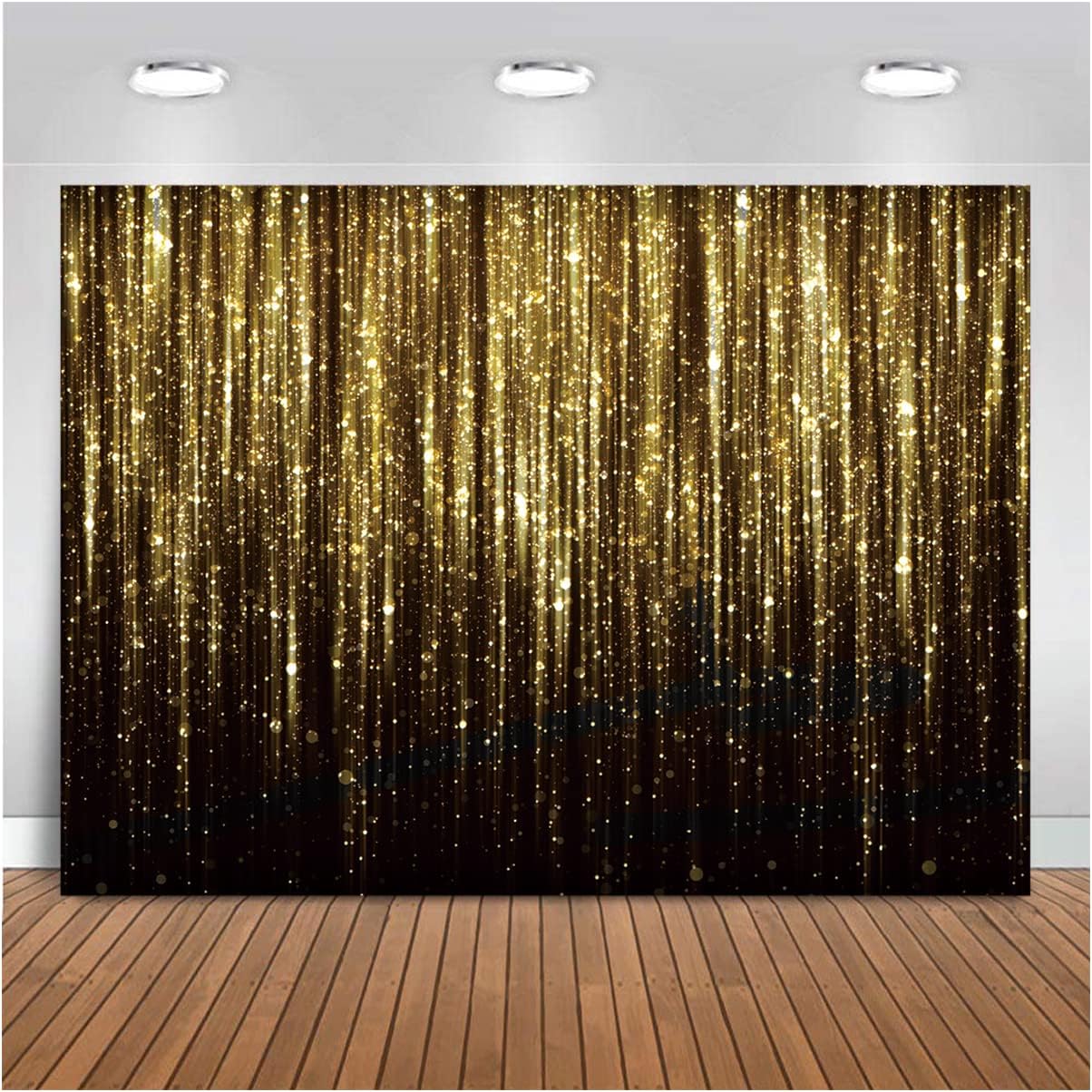 Black Gold Photo Backdrop for Birthday Parties 7x5ft