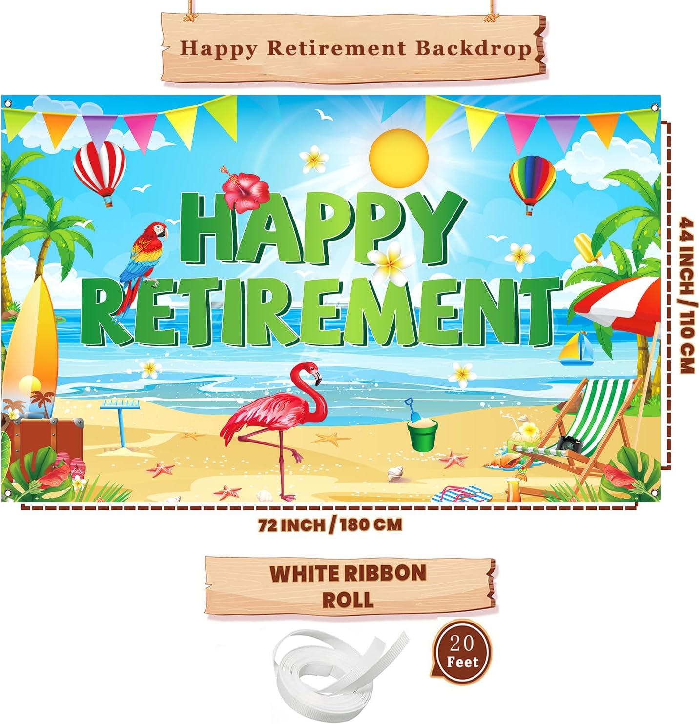 Retirement Party Decorations Summer Hawaiian Beach Photo Backdrop Banner