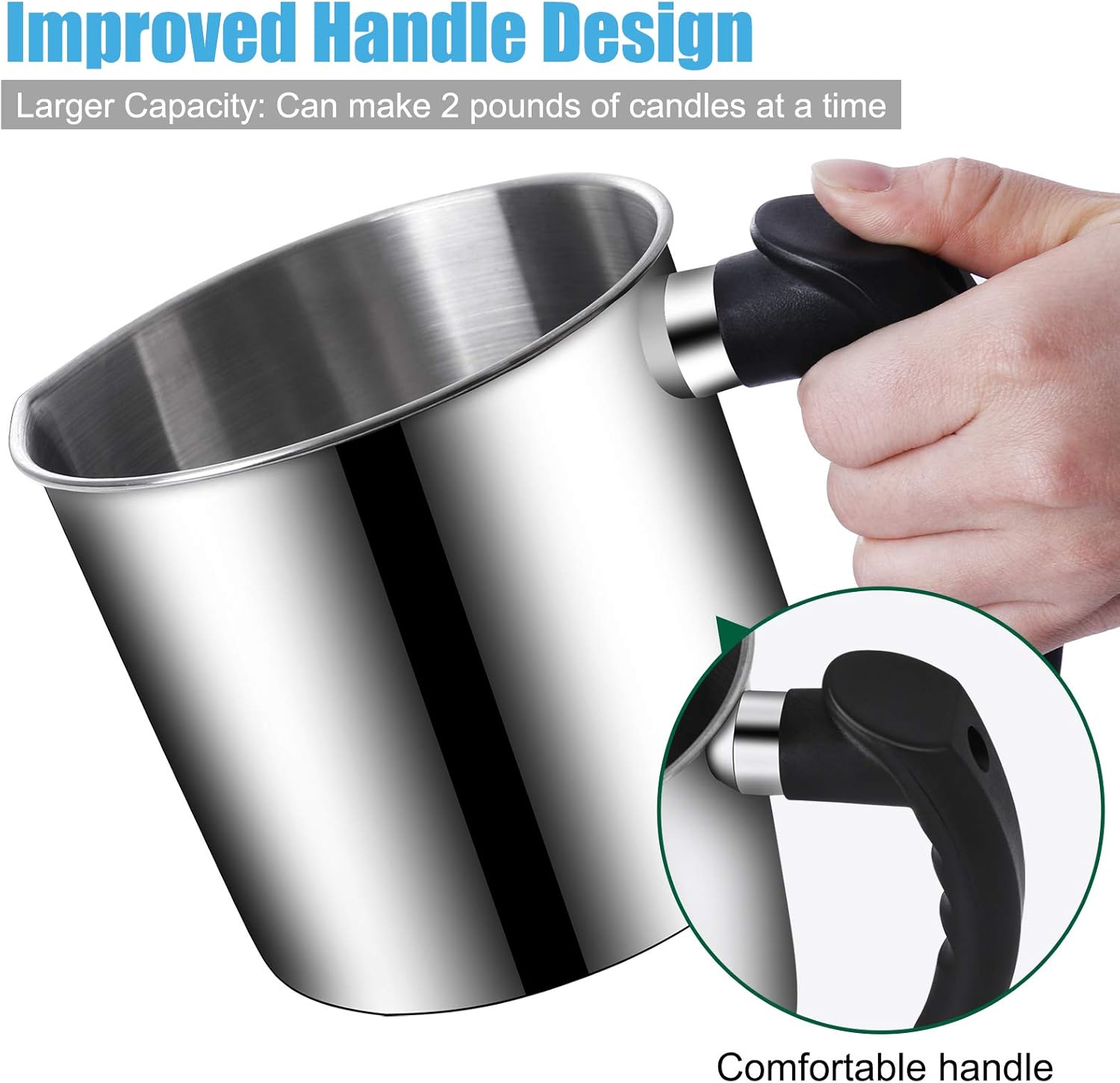 DINGPAI 44oz Double Boiler Candle Melting Pot with Spoon