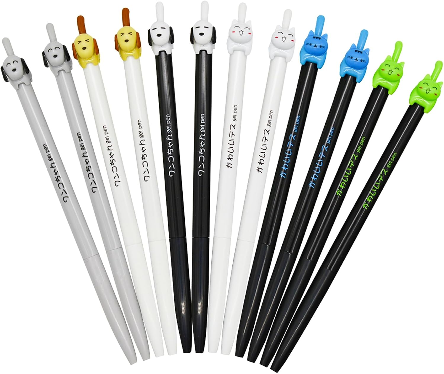Maydahui 12 Pcs Cute Cat Dog Tail Clicker Pens