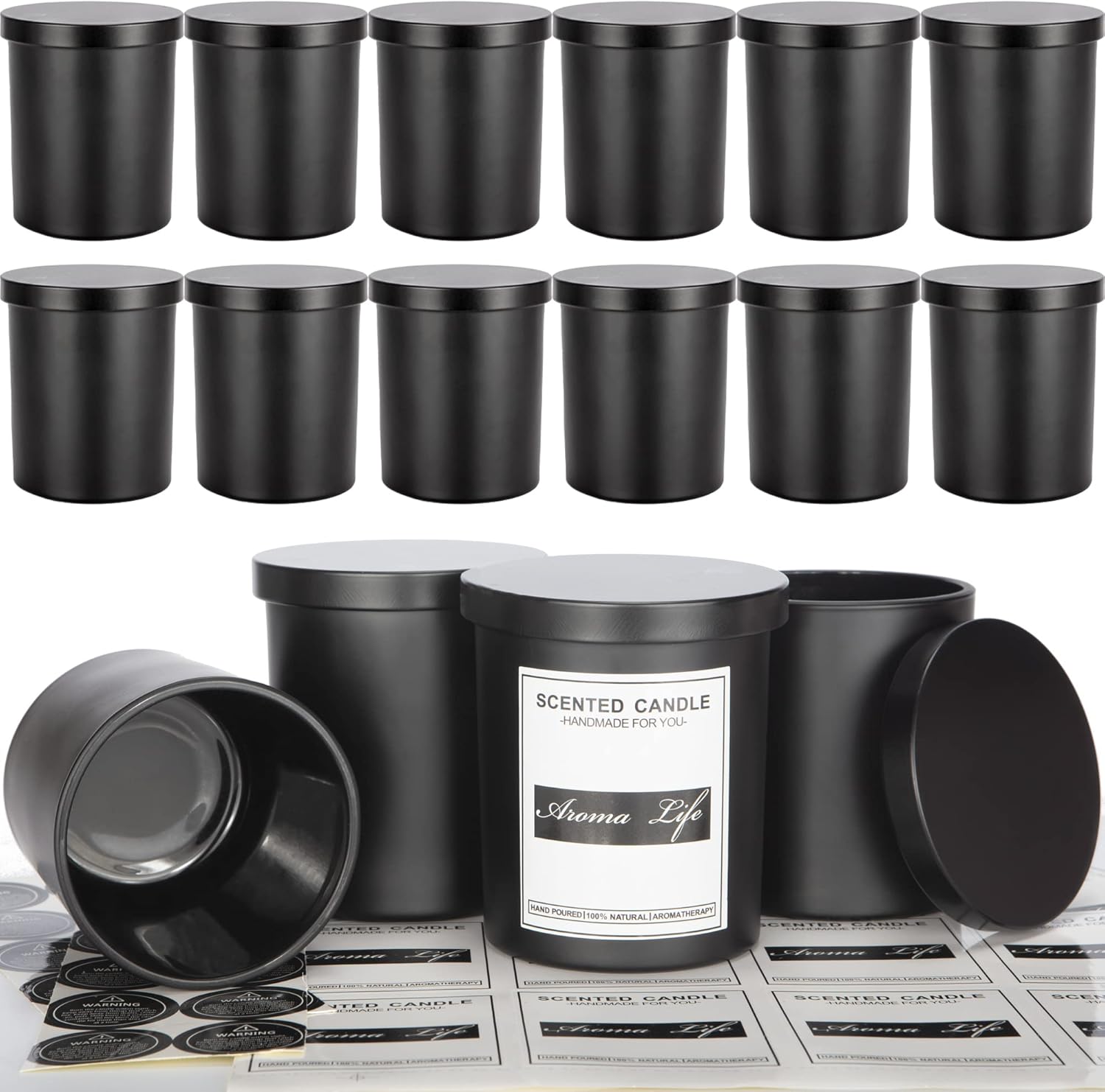Creahaus 10oz 16 Pack Candle Jars with Metal Lids