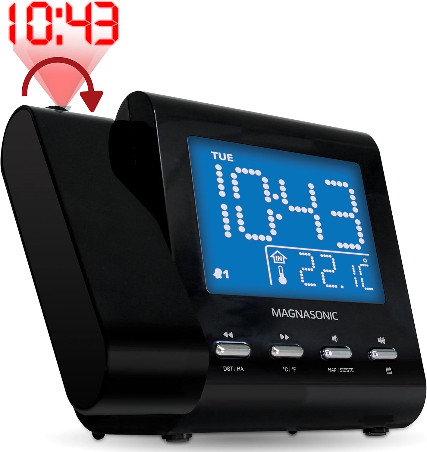 Magnasonic Projection Alarm Clock with AMFM Radio and Battery Backup