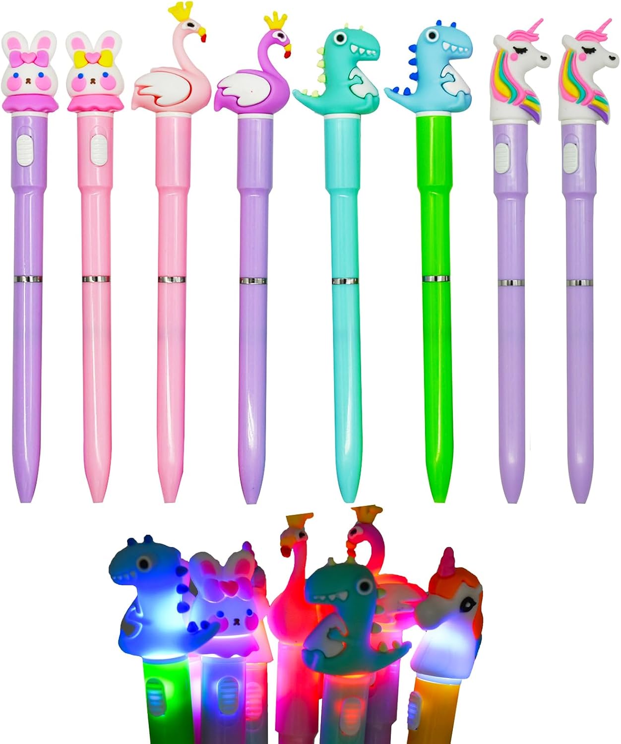 Maydahui 8 Pcs Luminous Animal LED Light Pens