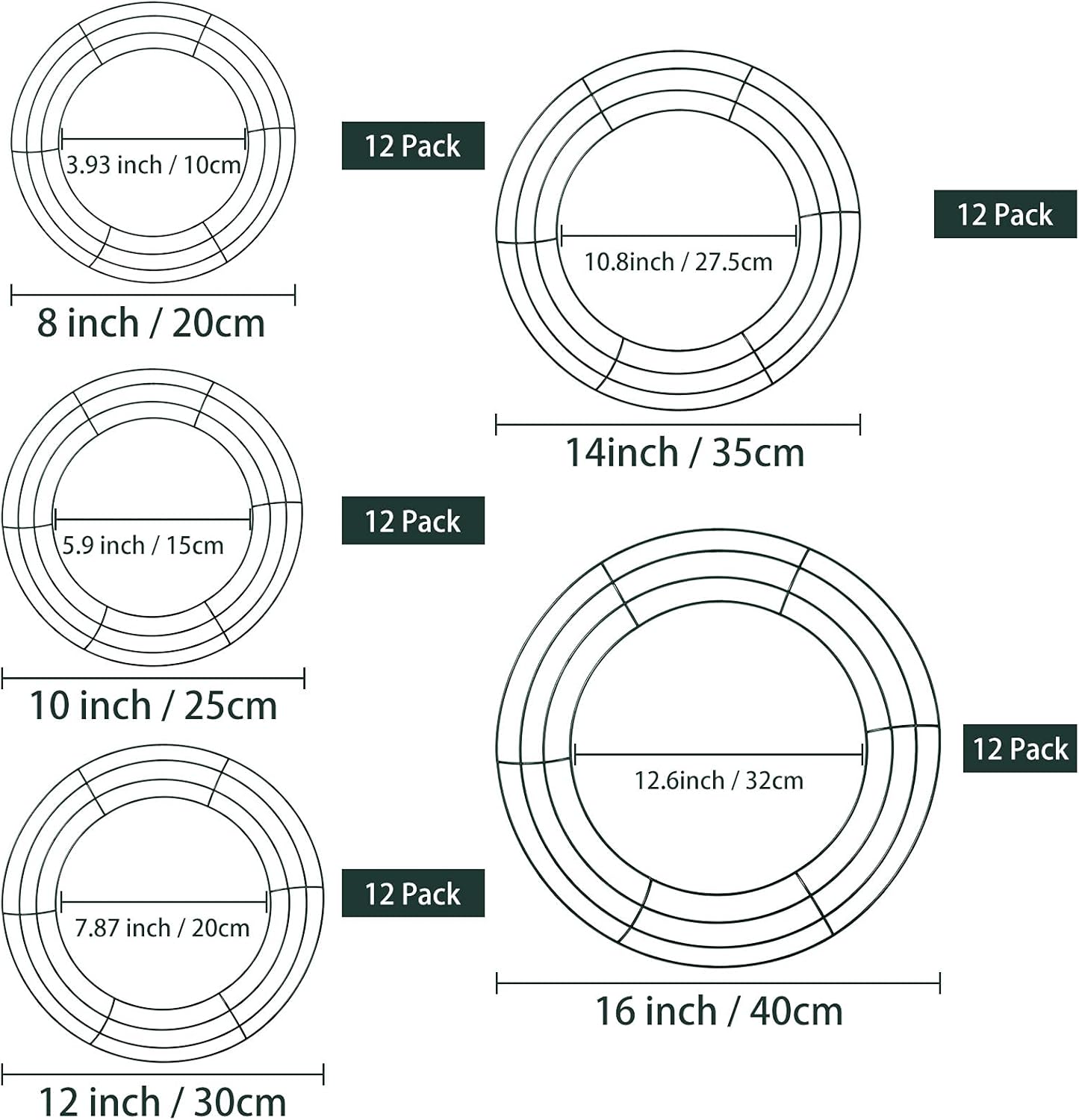 Patelai 12-Piece Metal Wreath Frame for Decor