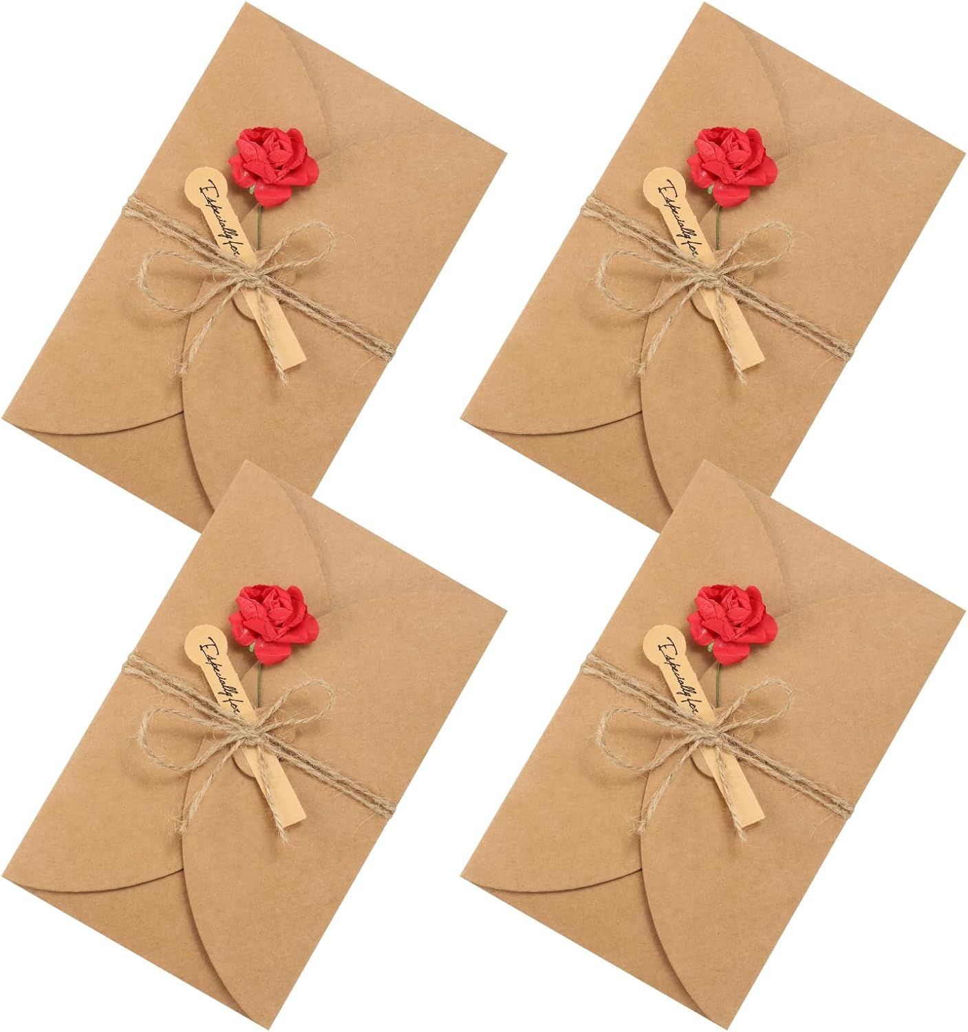 PATIKIL Dried Flowers Greeting Cards 4 Pack