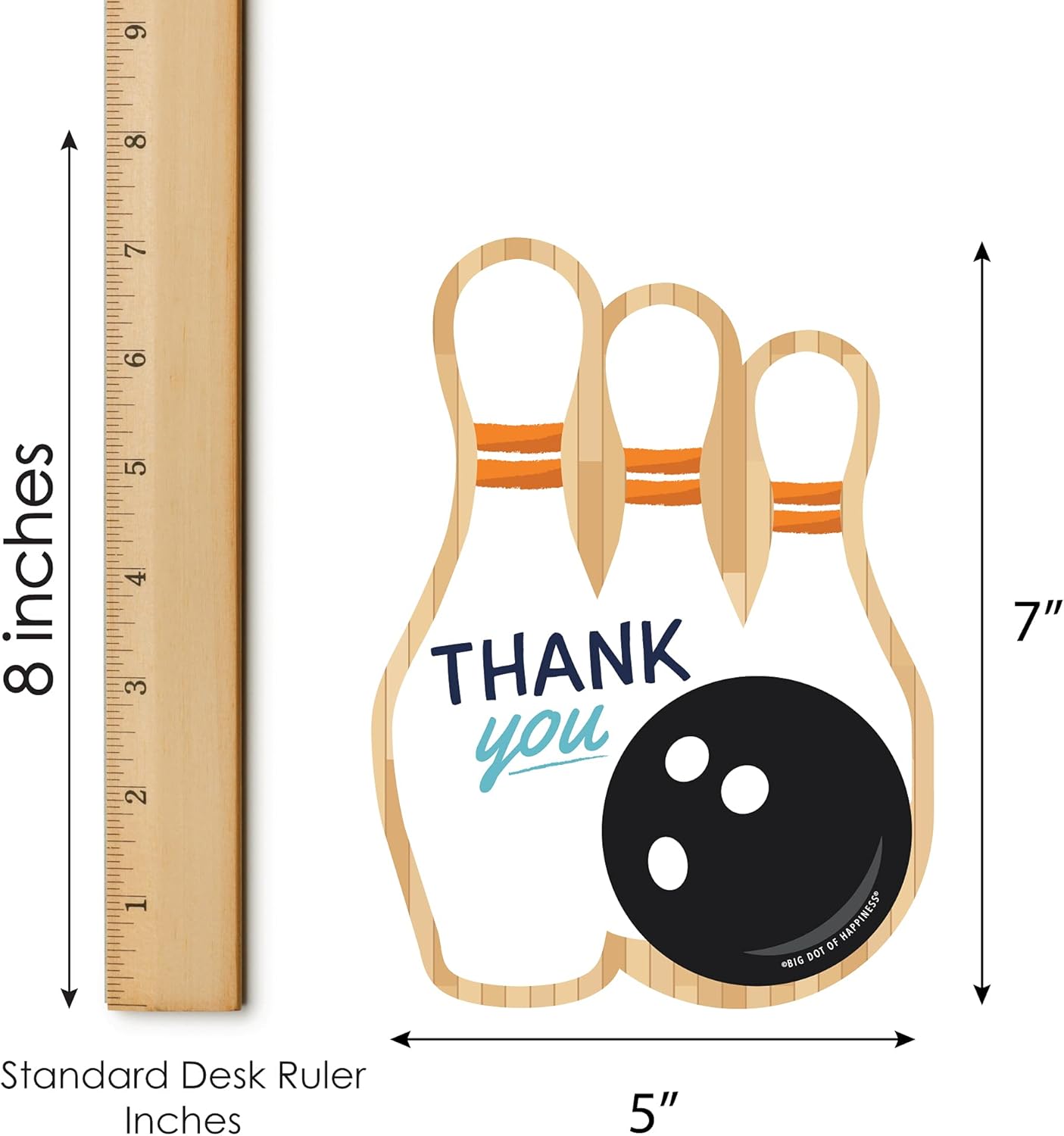 Big Dot of Happiness Bowling Shaped Thank You Cards Set of 12